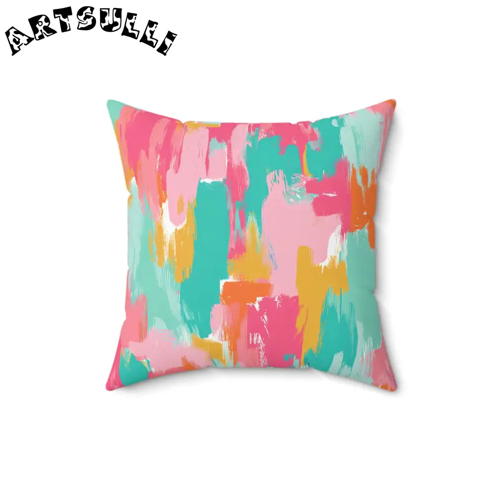 JAKKOUTTHEBXX Preppy Pixel Bloom Spun Polyester Square Pillow