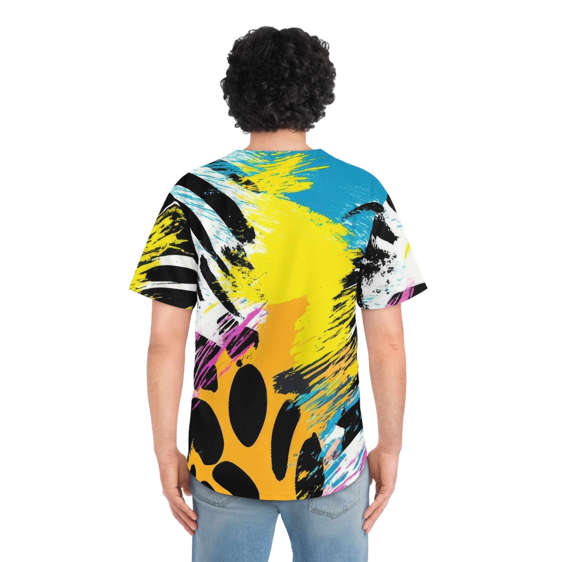 Zebra Stripes x Leopard Print x Paint Splatter Multi-Color Men's Baseball Jersey (AOP), Artsulli - Art is Long, Life is Short, All Over Prints, , , , , , , 