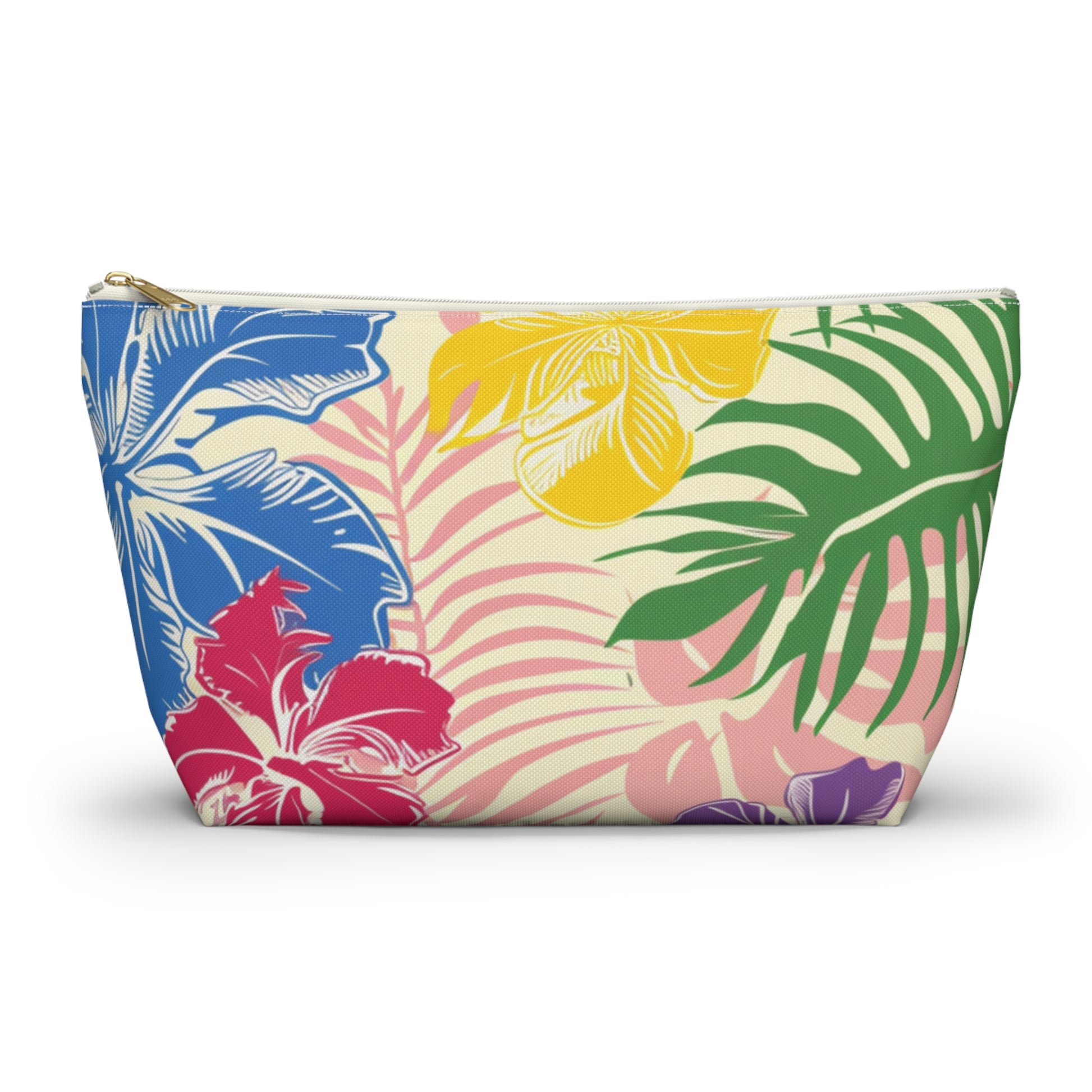 Blooming Tropical Flowers Accessory Pouch w T-bottom, Artsulli - Art is Long, Life is Short, Bags, Size, Large, Color, White zipper, , , 48792832616084692708