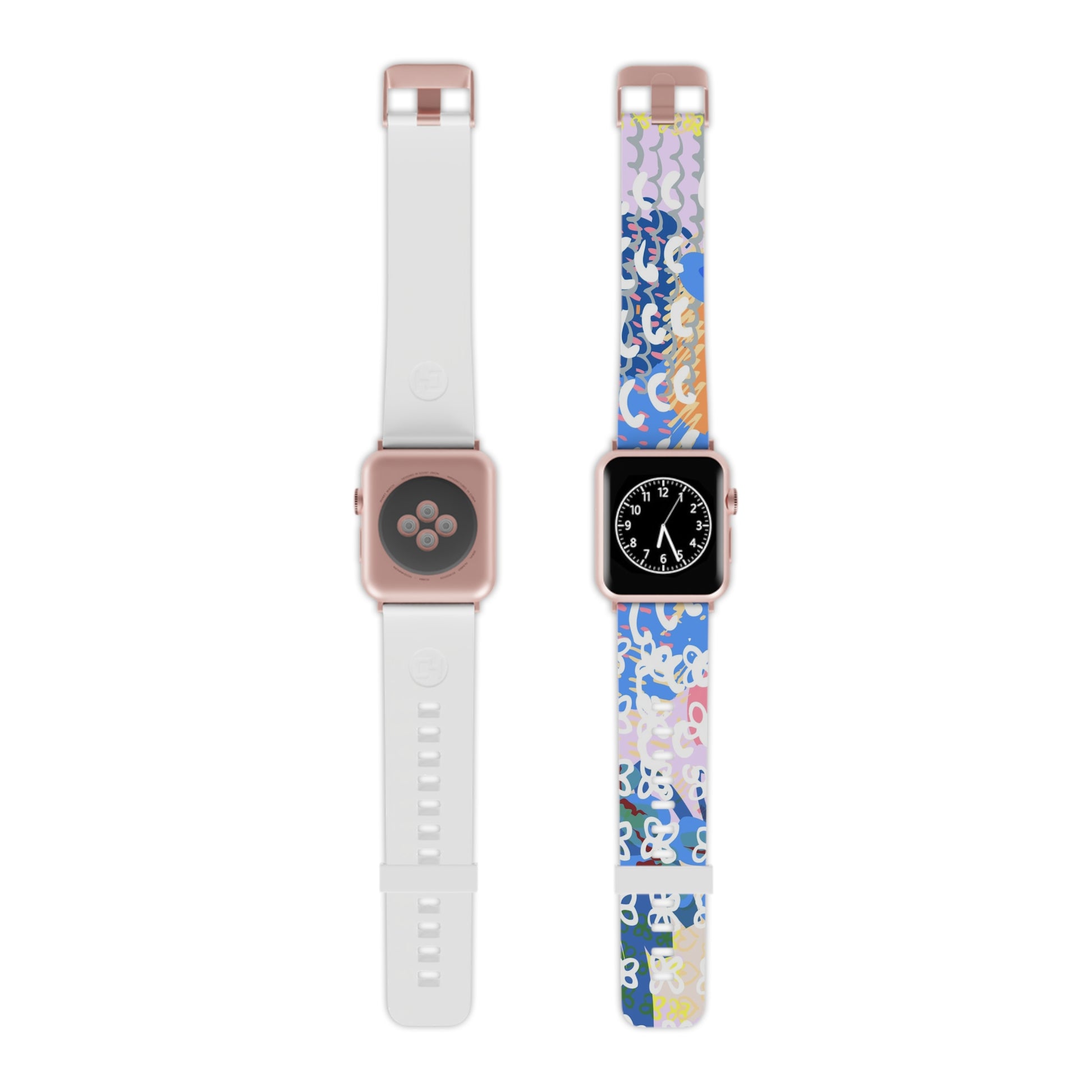 Flowers x Doodles x Hearts Multi-Color Watch Band for Apple Watch, Artsulli - Art is Long, Life is Short, Accessories, Size, 7.5'' × 0.75'' / 42 - 44 mm, Color, Rose Gold, , , 26614594015054627700