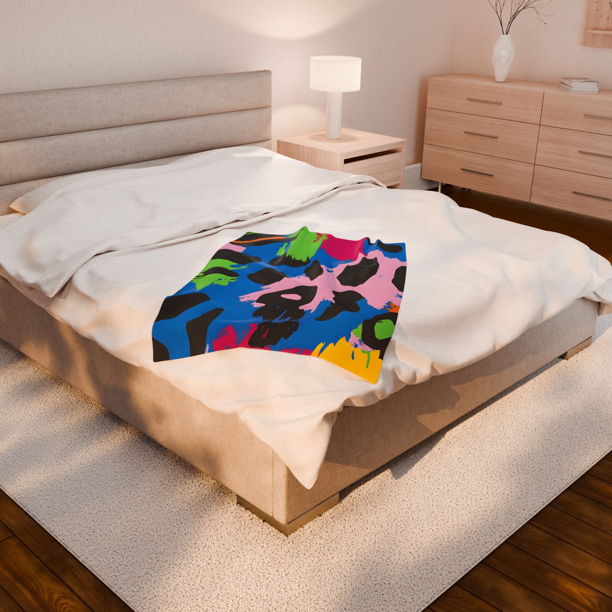 90s Neon Velveteen Plush Blanket, Artsulli - Art is Long, Life is Short, All Over Prints, , , , , , , 