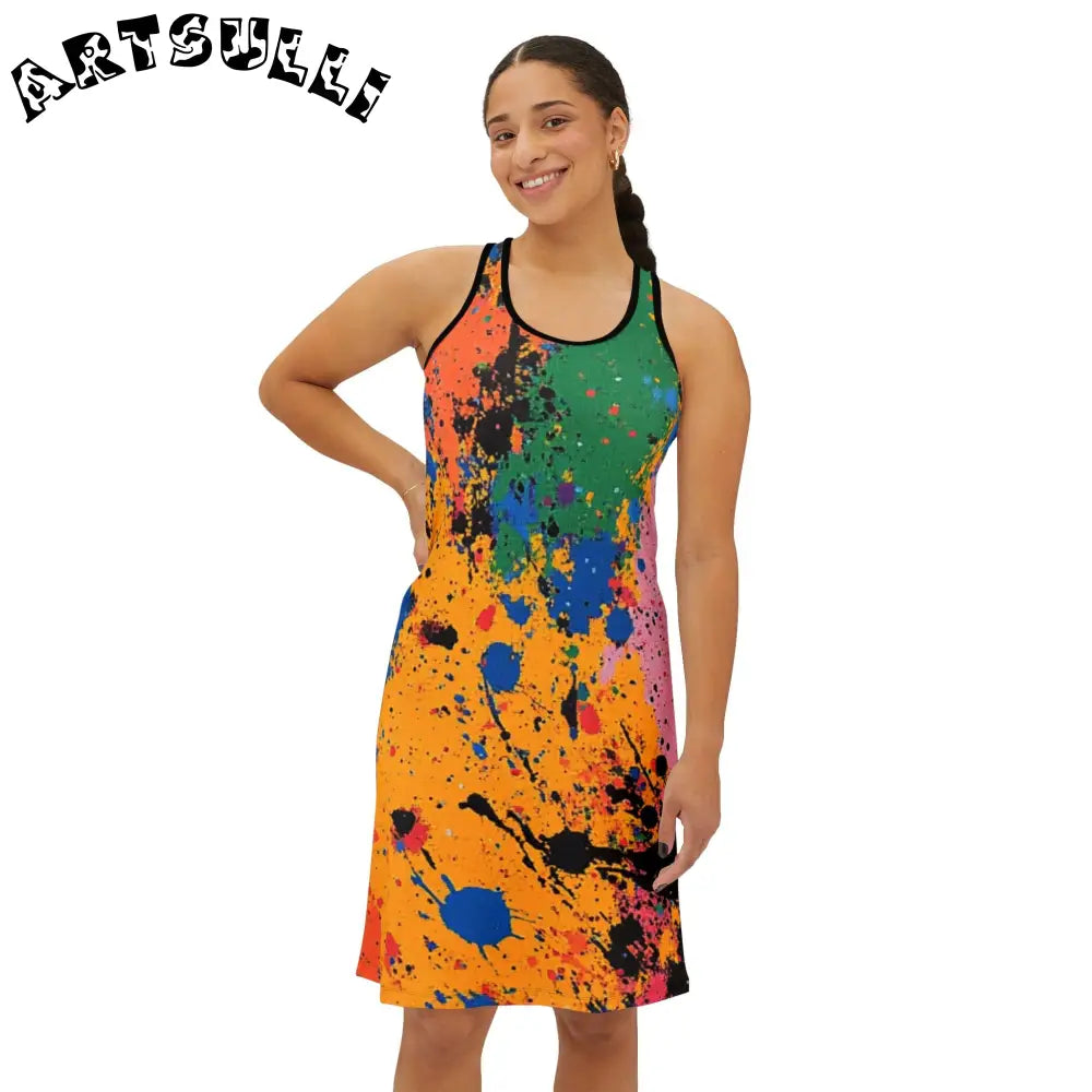 JAKKOUTTHEBXX The Colors Of Paint Splatter Women’s Racerback Dress