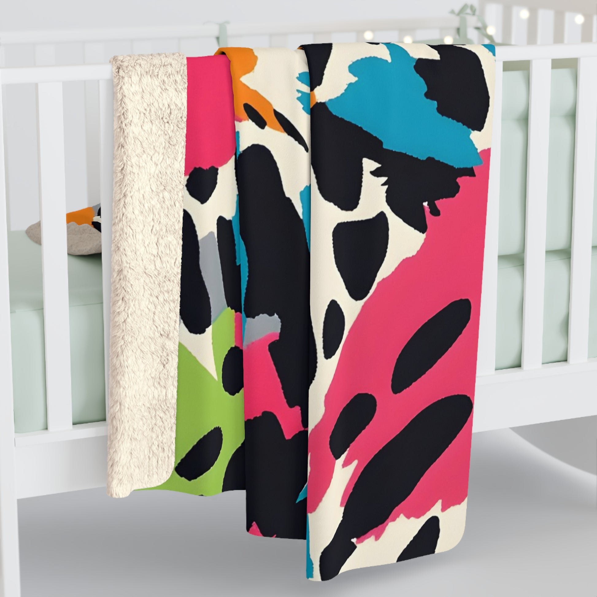 Wild Brush Strokes x Animal Print Multi-Color Sherpa Fleece Blanket, Artsulli - Art is Long, Life is Short, Home Decor, , , , , , , 