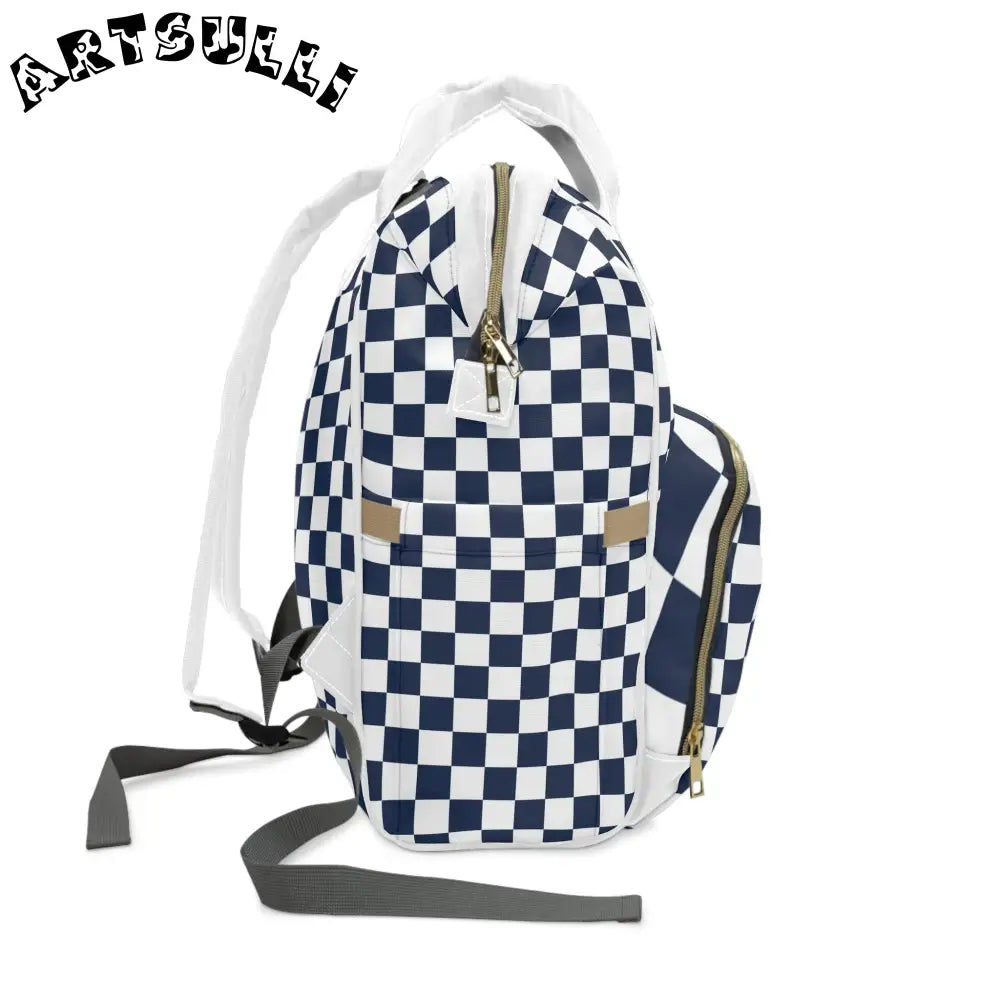 JAKKOUTTHEBXX Checkerboard White and Navy Blue Multifunctional