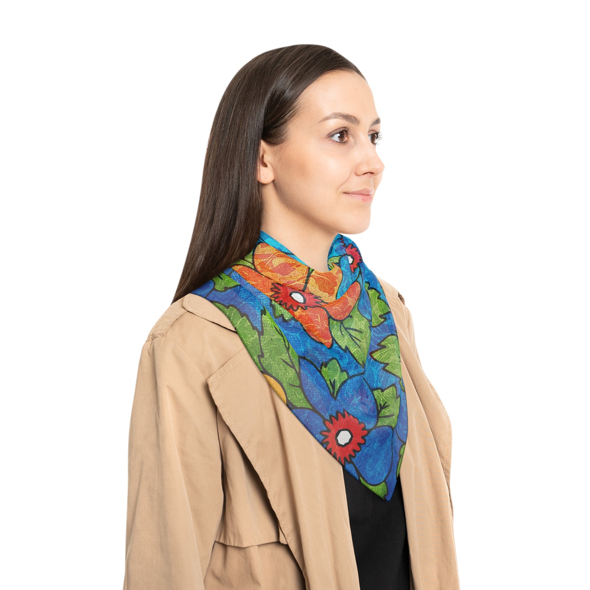 Blue Orange Groovy Poly Scarf, Artsulli - Art is Long, Life is Short, Accessories, , , , , , , 