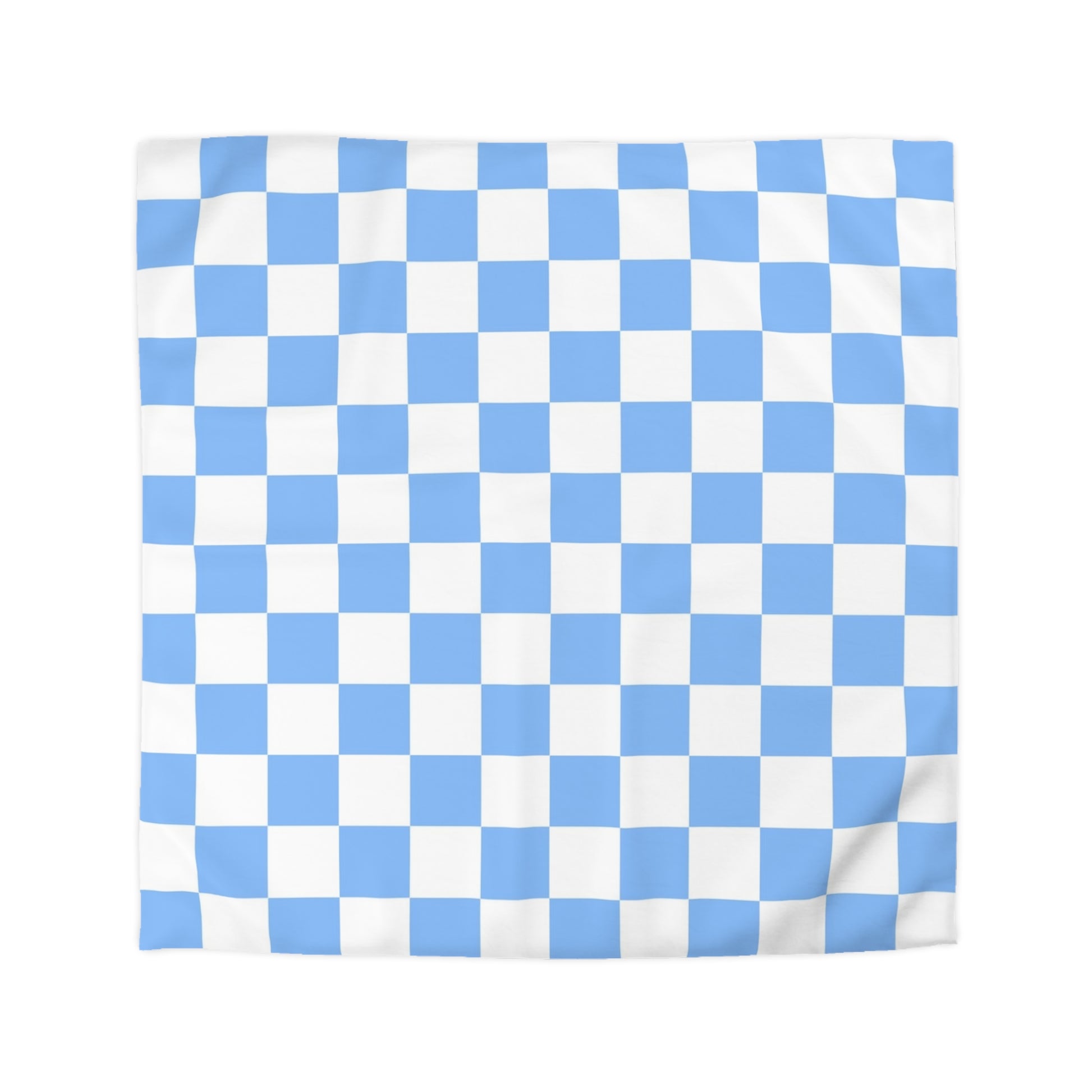 Checkerboard White and Light Blue Microfiber Duvet Cover, Artsulli - Art is Long, Life is Short, Home Decor, Size, Queen, Color, Cream, , , 33460356094846338854