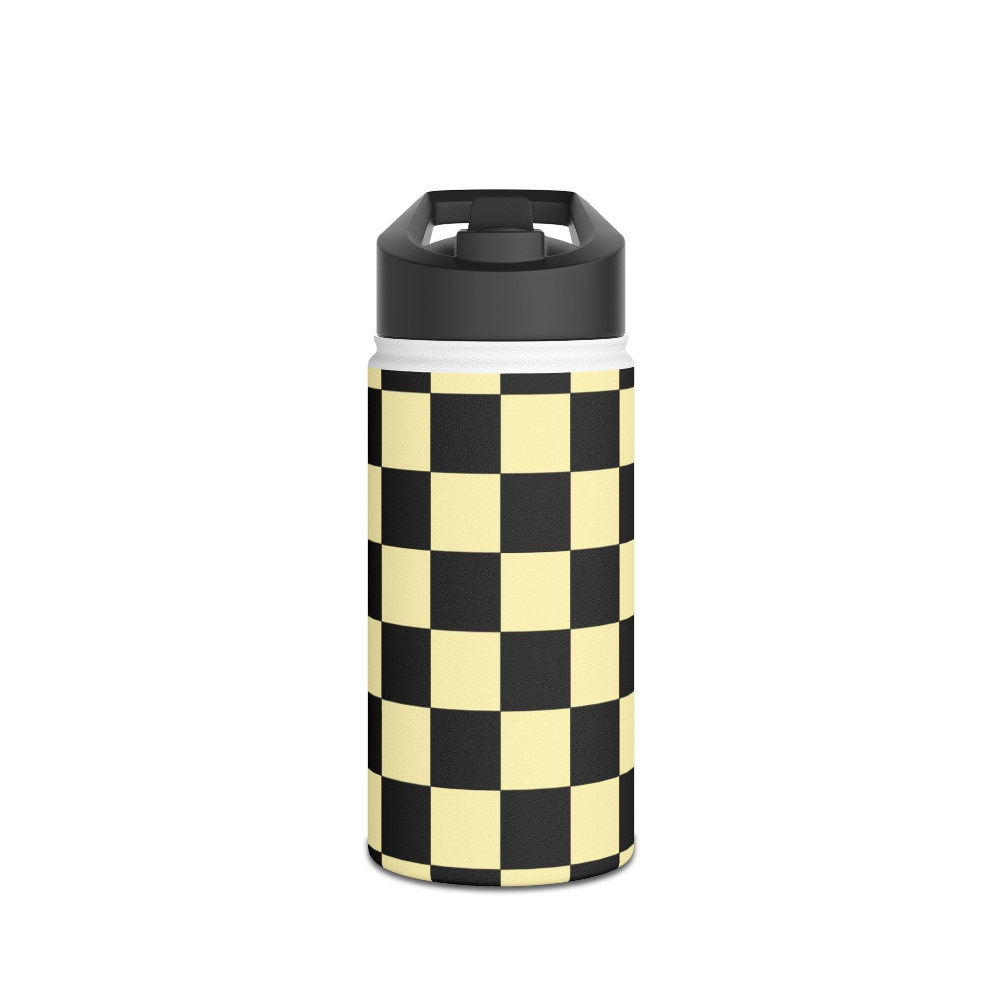 Checkerboard Black and Yellow Stainless Steel Water Bottle, Standard Lid, Artsulli - Art is Long, Life is Short, Mug, Size, 12oz, Color, White, , , 60649207677868793502