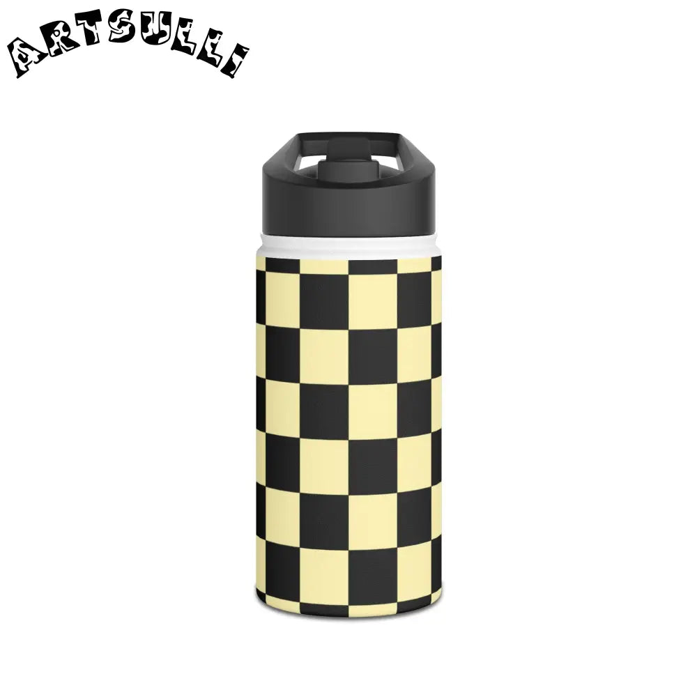 JAKKOUTTHEBXX Checkerboard Black and Yellow Stainless Steel Water