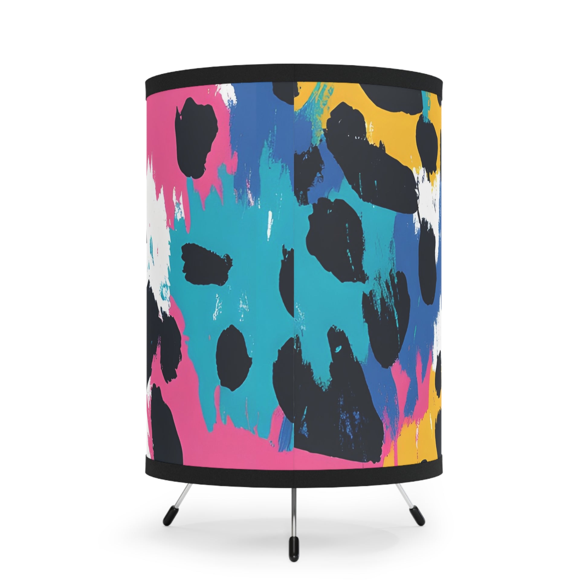 Leopard Print x Paint Brush Strokes Multi-Color Tripod Lamp with High-Res Printed Shade, US\CA plug, Artsulli - Art is Long, Life is Short, Home Decor, , , , , , , 