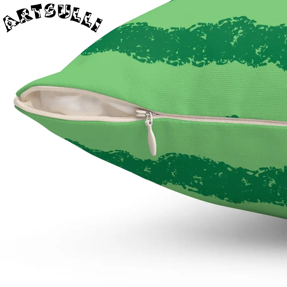 JAKKOUTTHEBXX Watermelon Green Spun Polyester Square Pillow