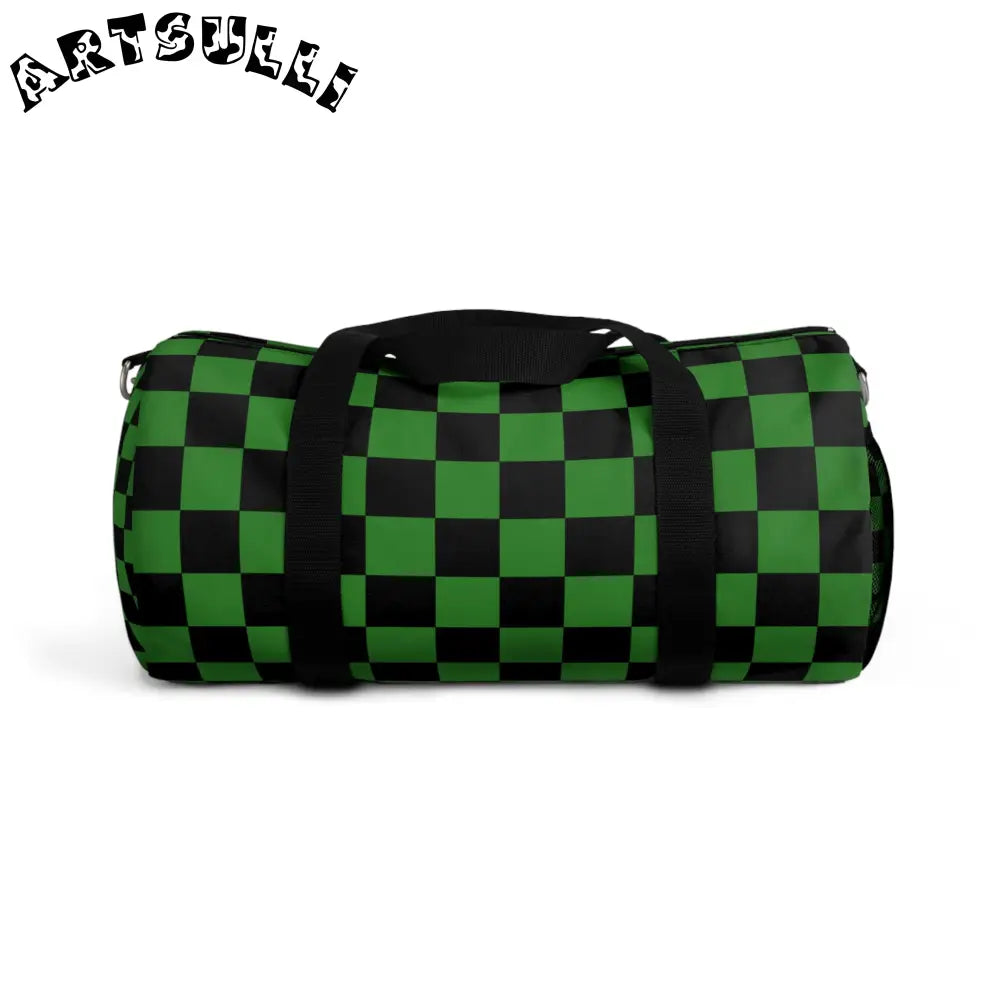 JAKKOUTTHEBXX Checkerboard Green and Black Duffel Bag JAKKOUTTHEBXX