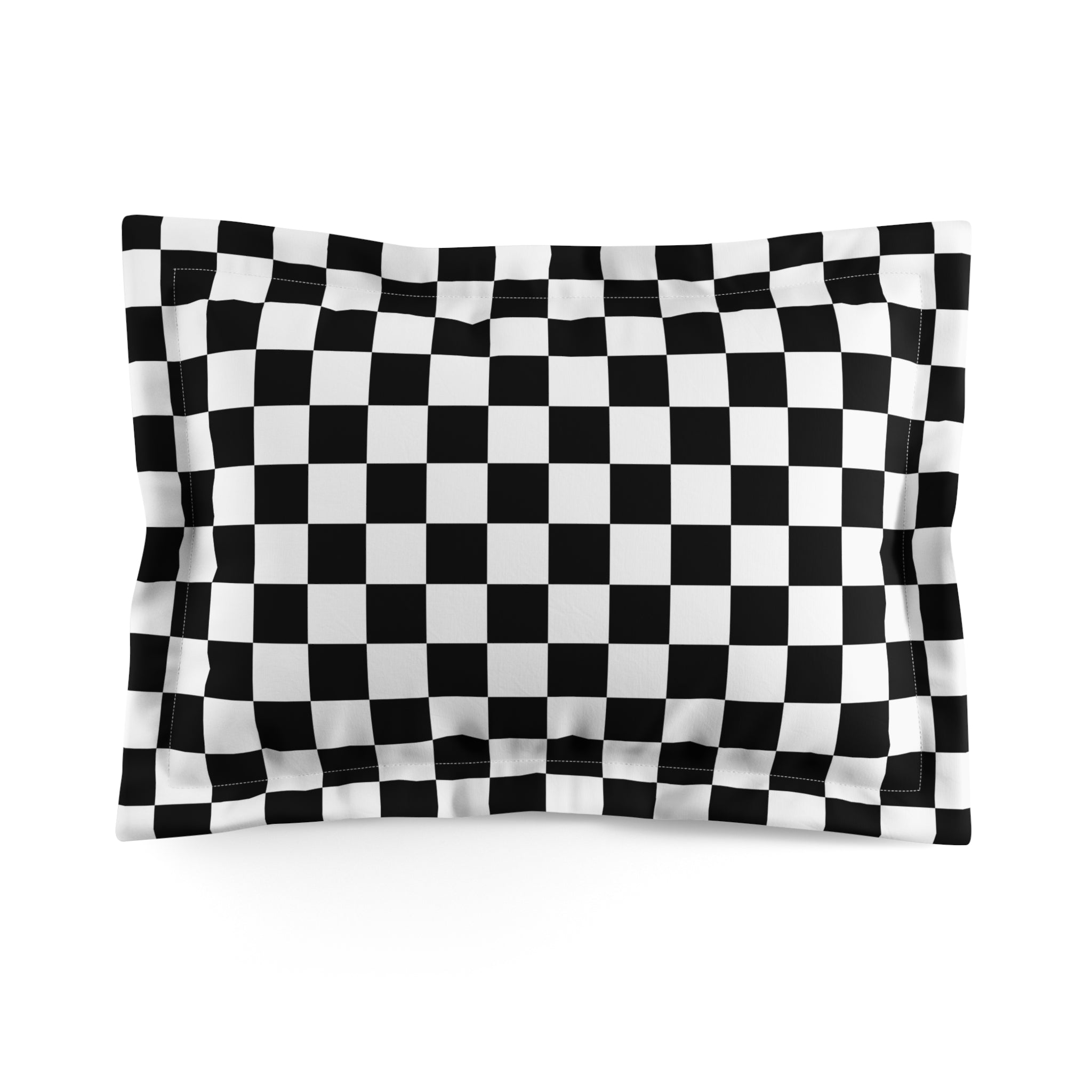 Checkerboard Black and White Microfiber Pillow Sham, Artsulli - Art is Long, Life is Short, Home Decor, Size, Standard, , , , , 24464410868036
