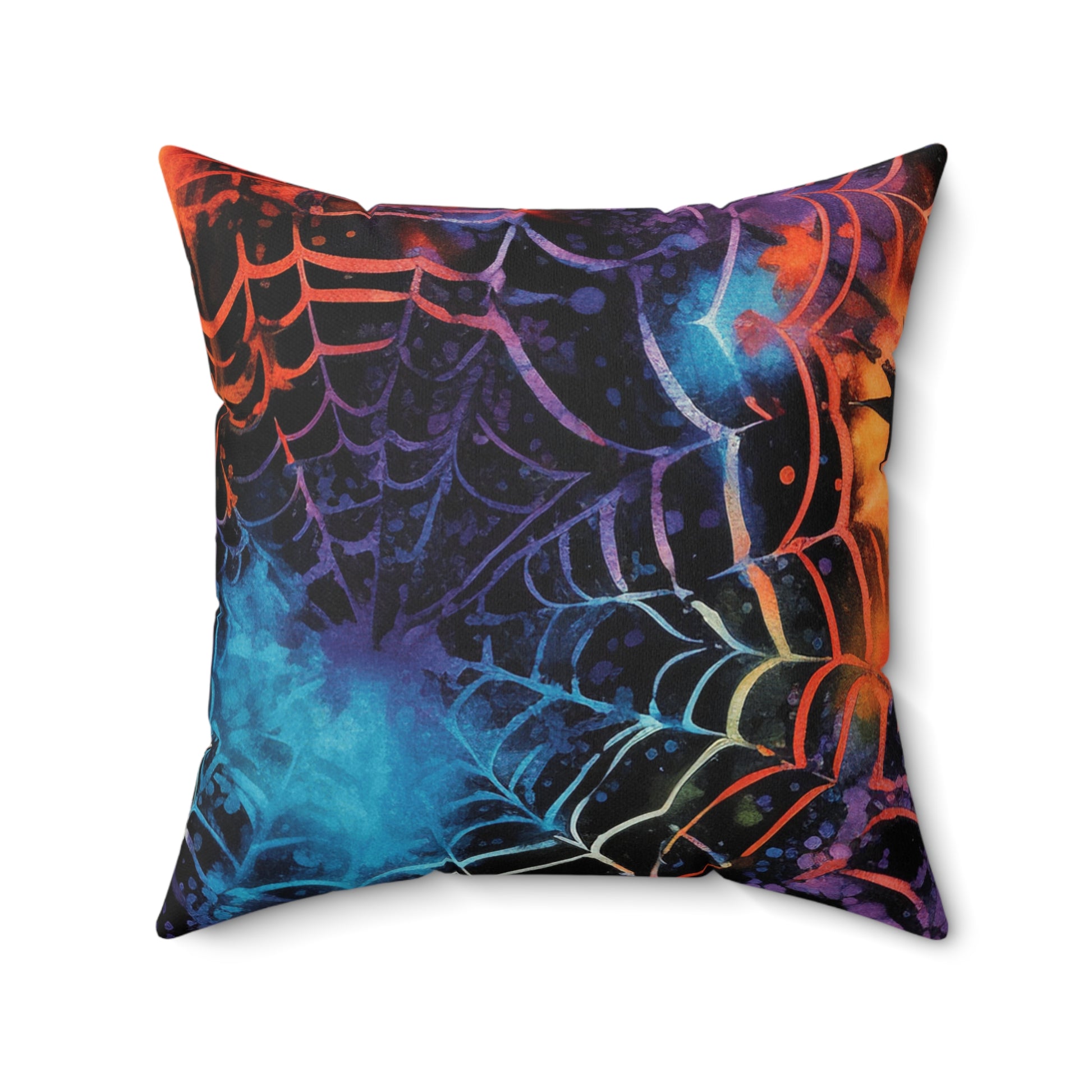 Spider Web Tie Dye Spun Polyester Square Pillow, Artsulli - Art is Long, Life is Short, Home Decor, Size, 20" × 20", , , , , 42114677274332340537