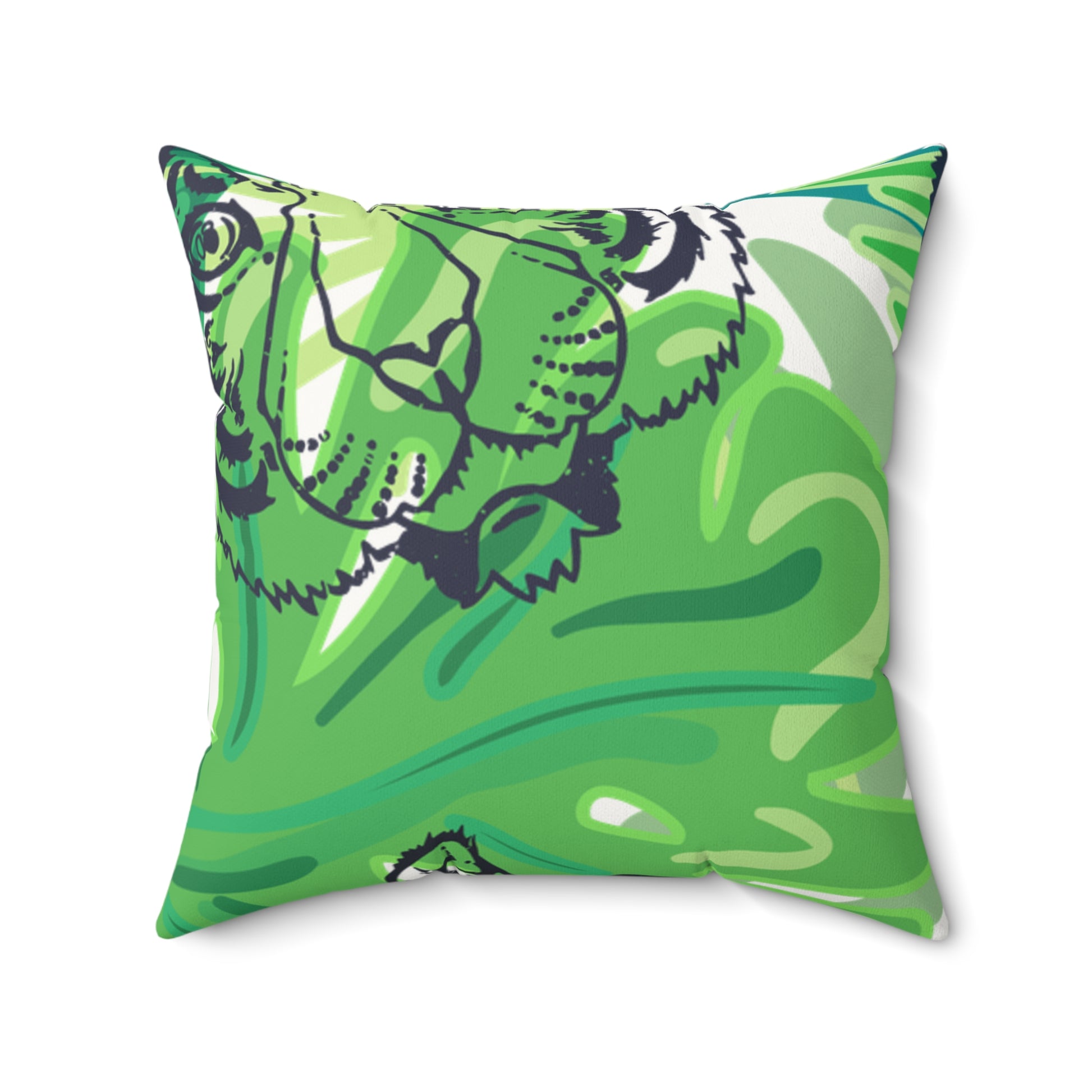 Tropical Jungle Tigers Green Faux Suede Square Pillow, Artsulli - Art is Long, Life is Short, Home Decor, Size, 20" × 20", , , , , 14785947064764