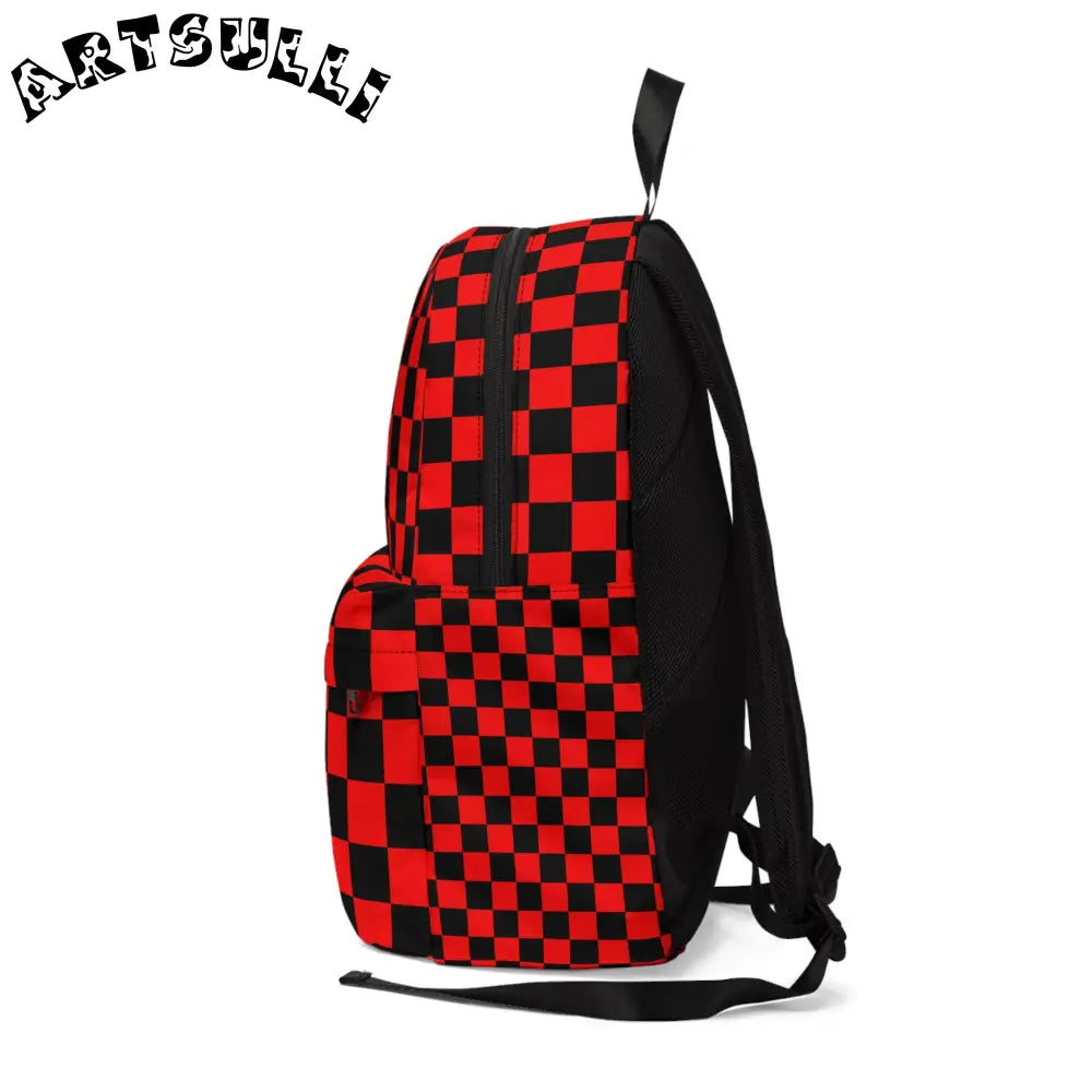 JAKKOUTTHEBXX Checkerboard Red and Black Unisex Classic Backpack