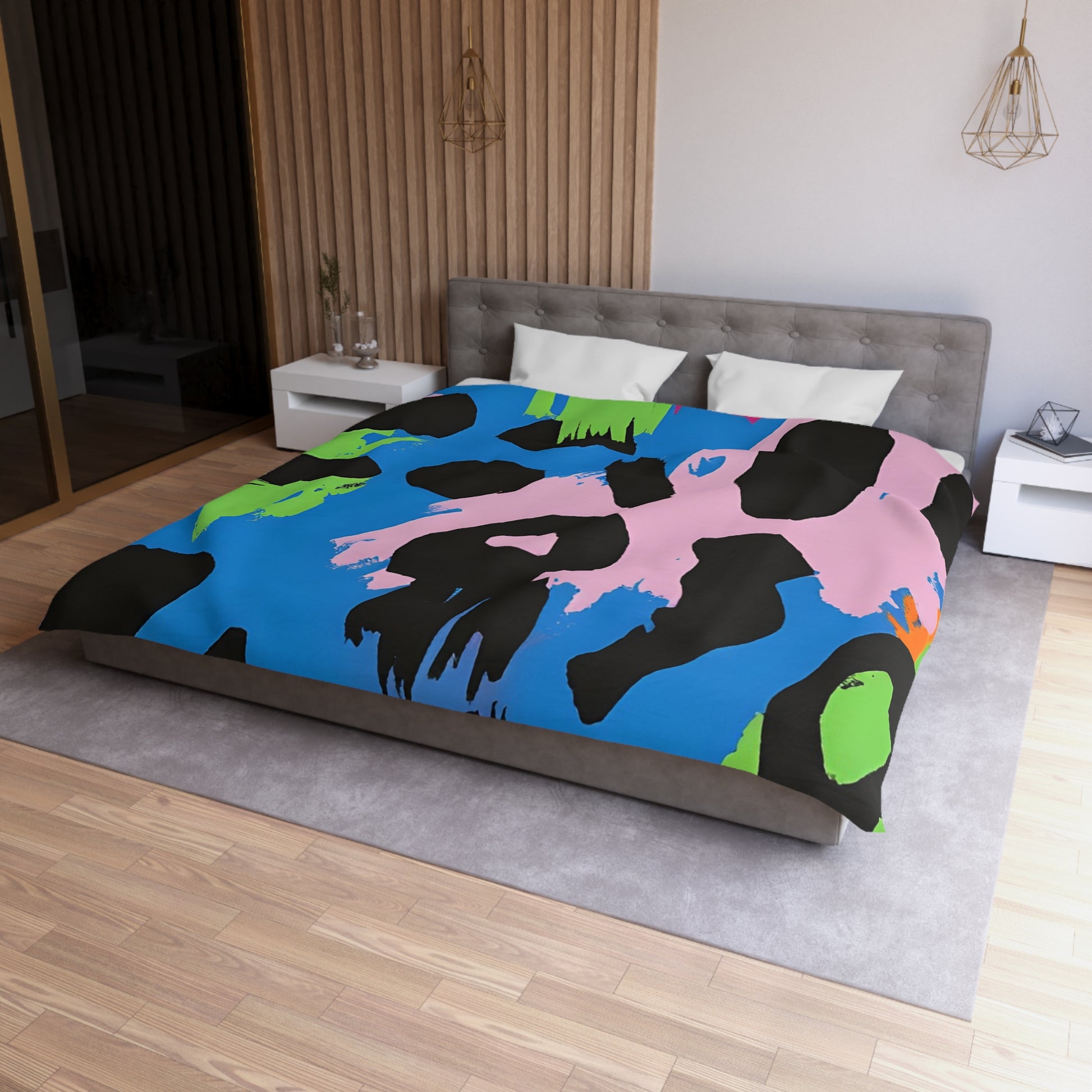 90s Neon Microfiber Duvet Cover, Artsulli - Art is Long, Life is Short, Home Decor, , , , , , , 