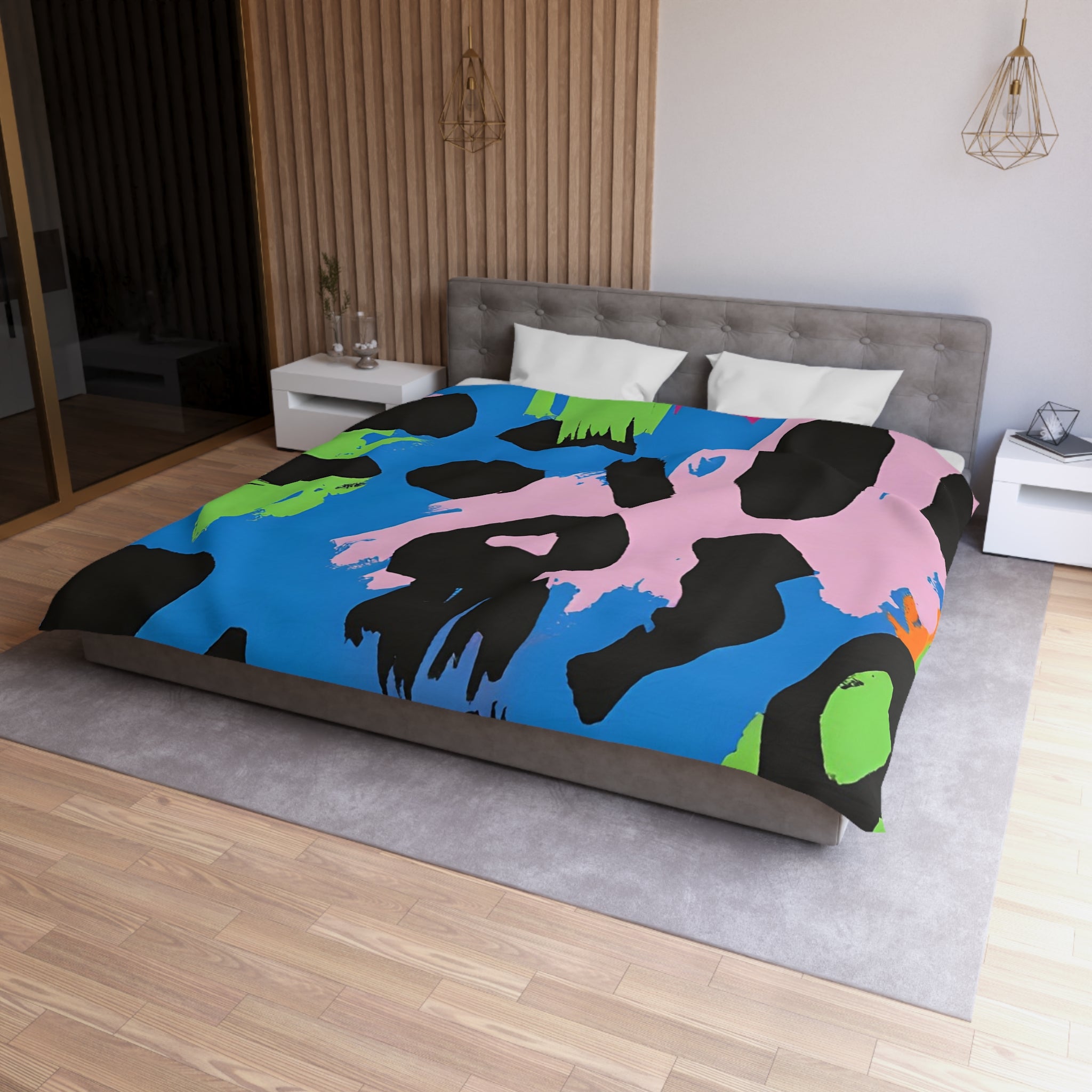 90s Neon Microfiber Duvet Cover, Artsulli - Art is Long, Life is Short, Home Decor, , , , , , , 