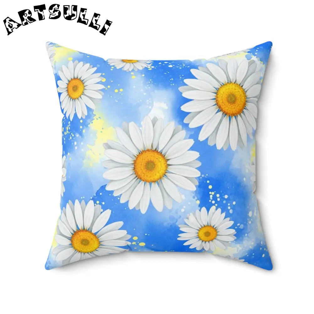 JAKKOUTTHEBXX Daisies Spun Polyester Square Pillow JAKKOUTTHEBXX