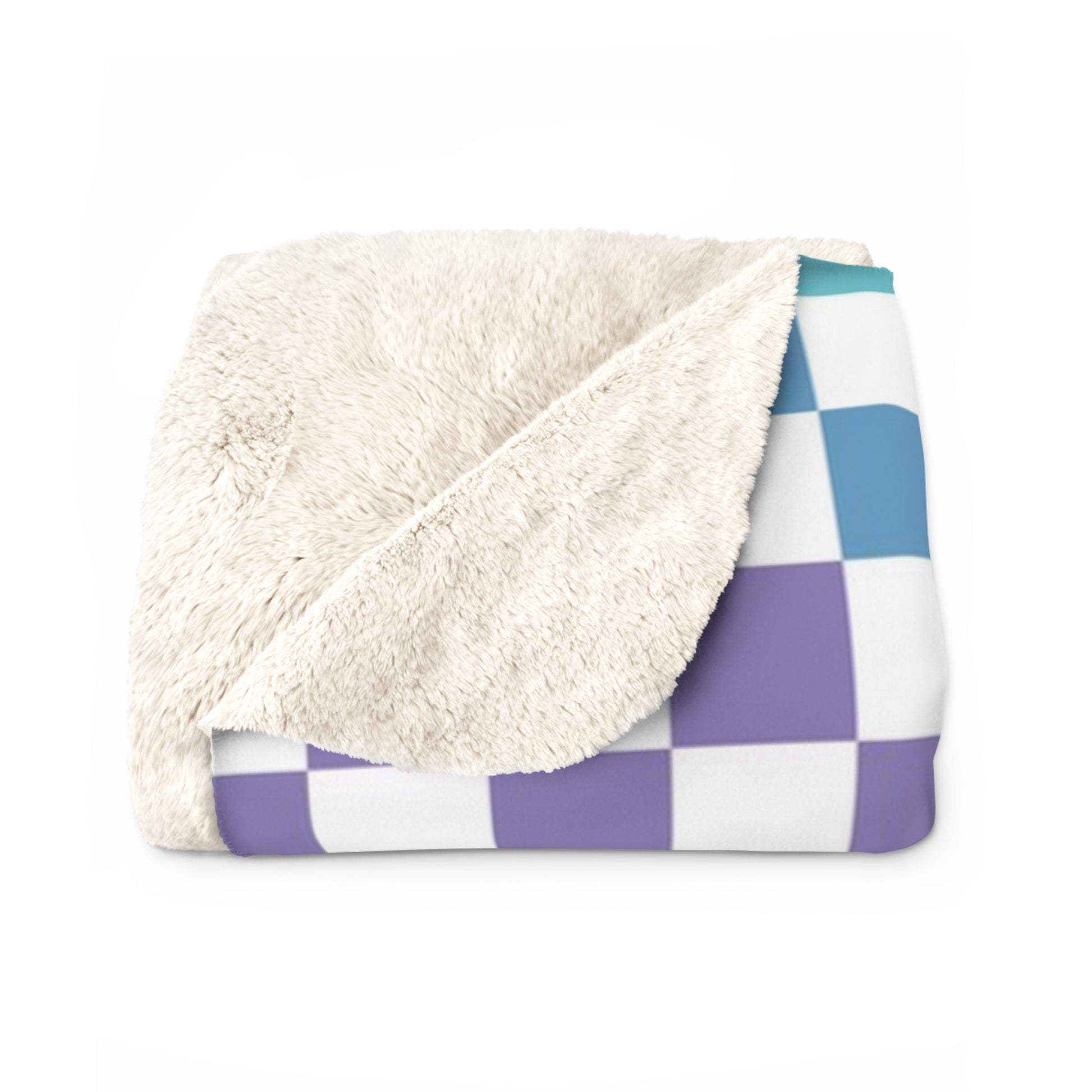 Vaporwave Rainbow  Checkerboard Multi-Color Sherpa Fleece Blanket, Artsulli - Art is Long, Life is Short, Home Decor, , , , , , , 