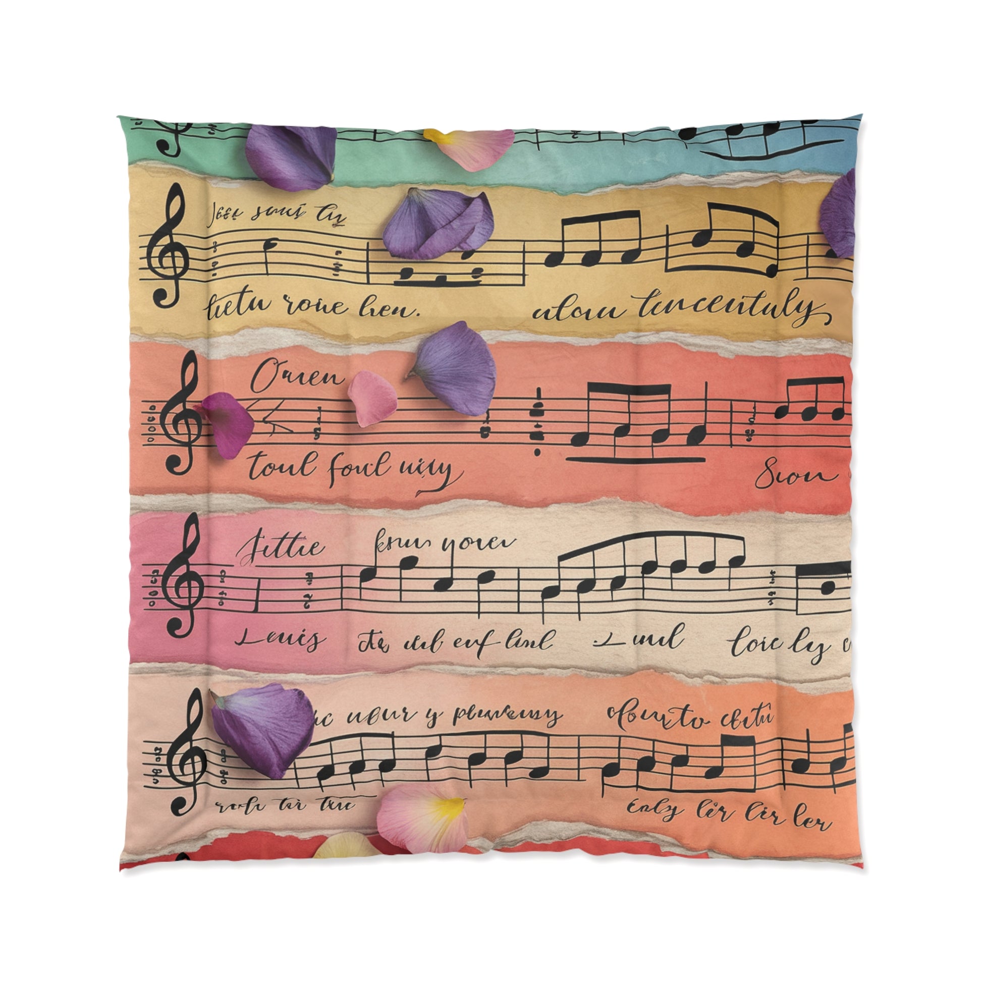 Torn Type Beat Sheet Music Multi-Color Comforter, Artsulli - Art is Long, Life is Short, Home Decor, Size, 88" × 88", , , , , 36310029351429985996