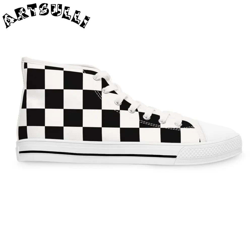 JAKKOUTTHEBXX Checkerboard Black and White Women’s High Top Sneakers
