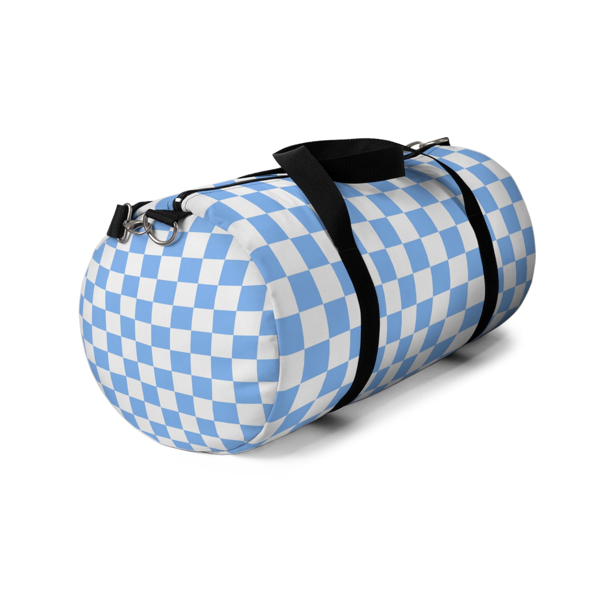 Checkerboard II White and Light Blue Duffel Bag, Artsulli - Art is Long, Life is Short, Bags, , , , , , , 