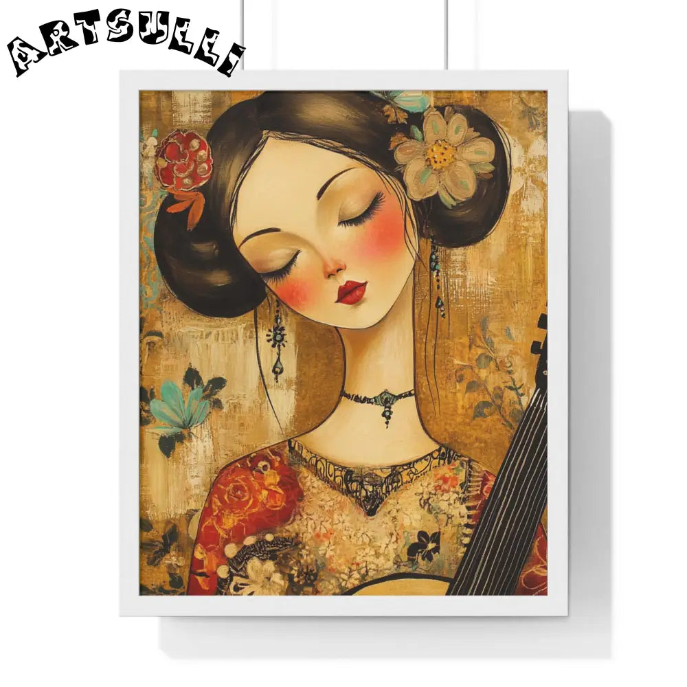 JAKKOUTTHEBXX Stylized Woman Musician Wood-Framed Poster 2025