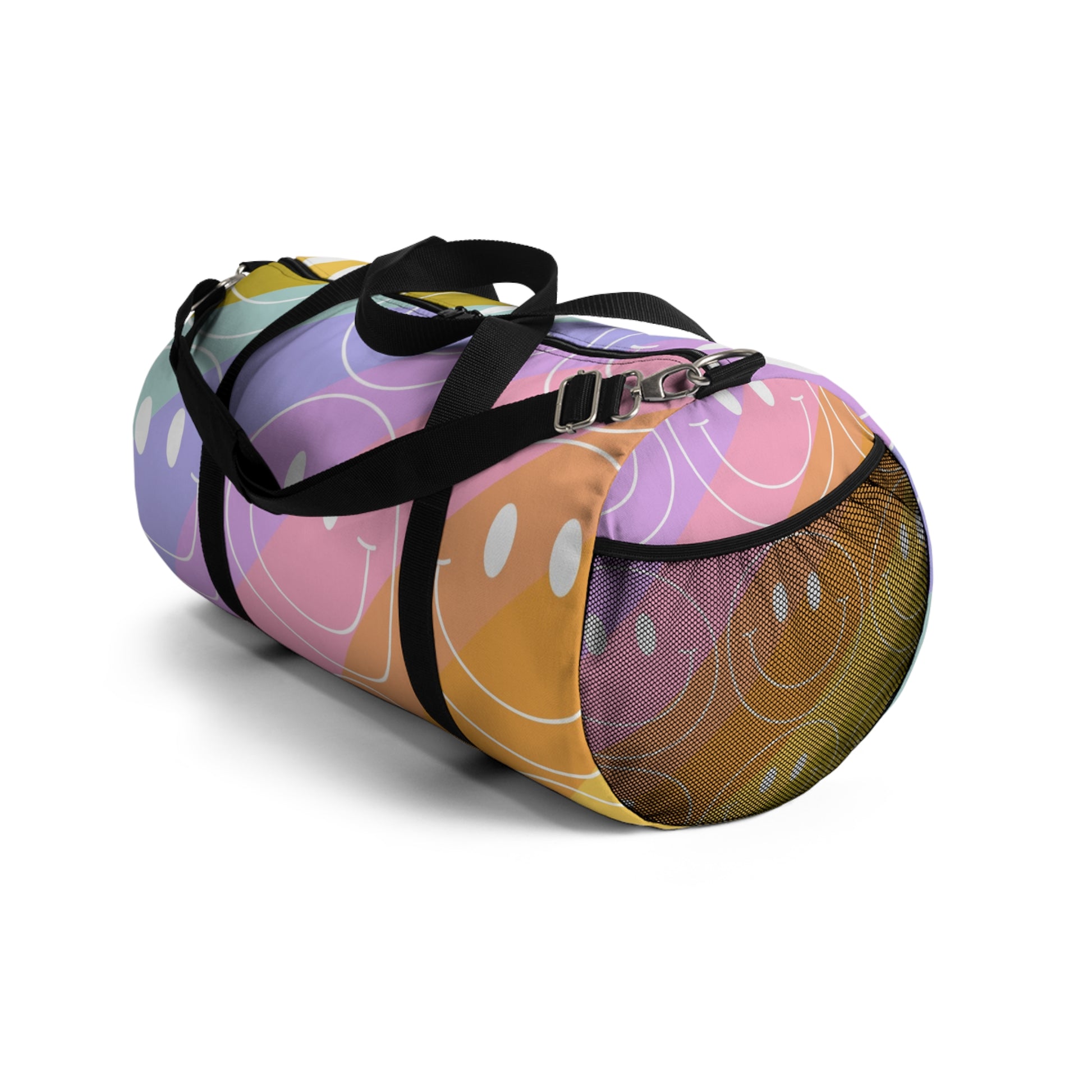 Smiley Face x Rainbow Stripes Multi-Color Duffel Bag, Artsulli - Art is Long, Life is Short, Bags, , , , , , , 
