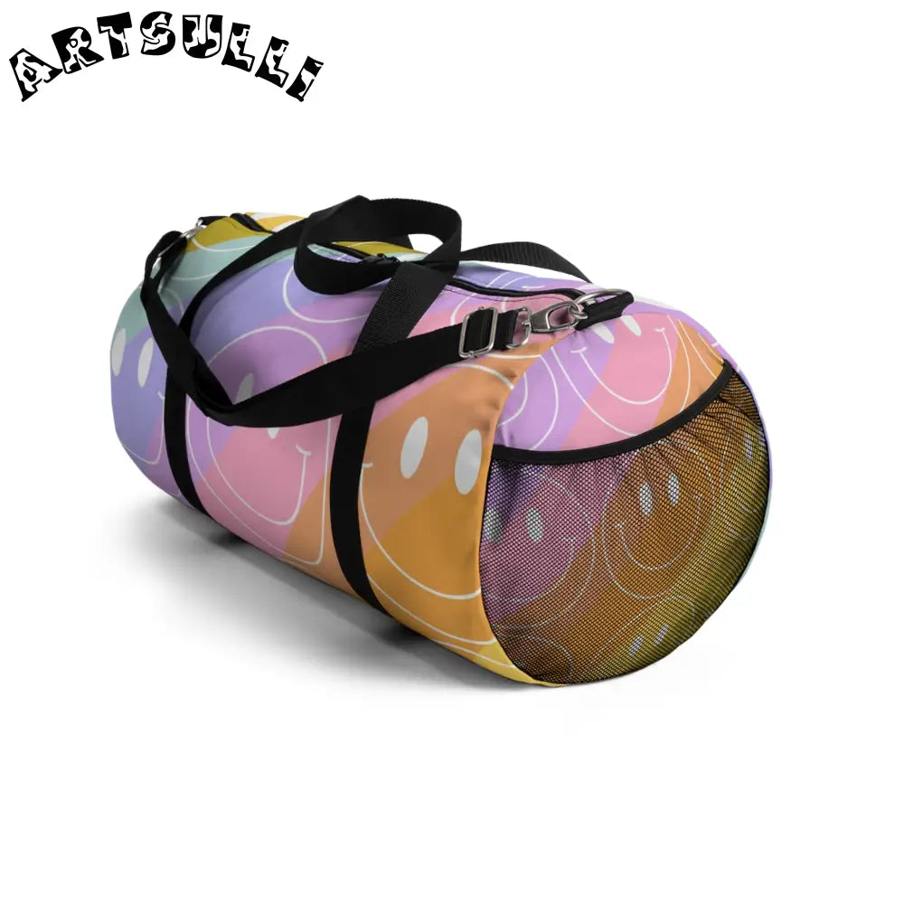 JAKKOUTTHEBXX Smiley Face x Rainbow Stripes Multi-Color Duffel Bag