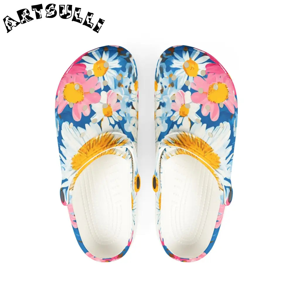 JAKKOUTTHEBXX CDG Daisy Dream Blue EVA Foam Rubber Shoes (AOP)