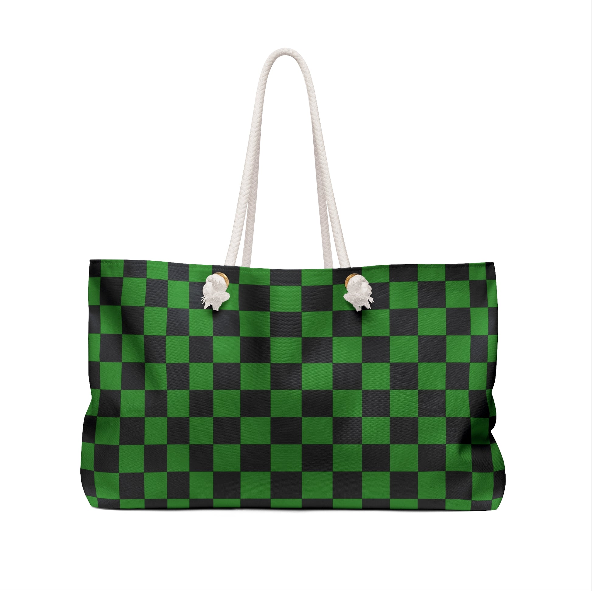 Checkerboard Green and Black Weekender Bag, Artsulli - Art is Long, Life is Short, Bags, , , , , , , 