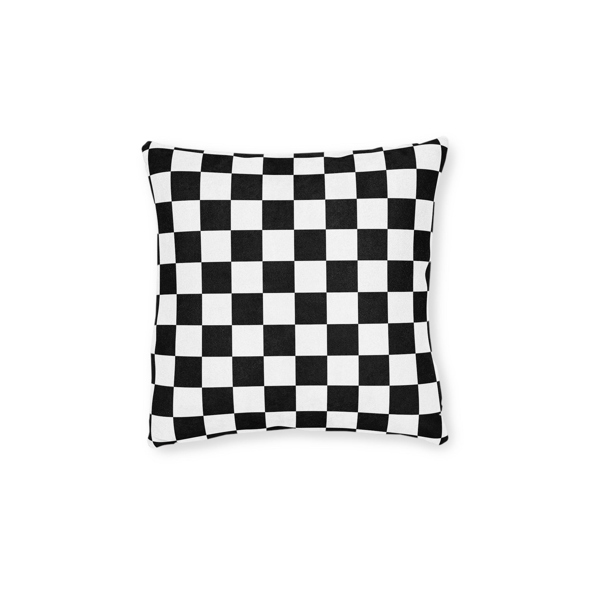 Checkerboard Black and White Square Pillow, Artsulli - Art is Long, Life is Short, Home Decor, Size, 12" × 12", , , , , 24640904981400