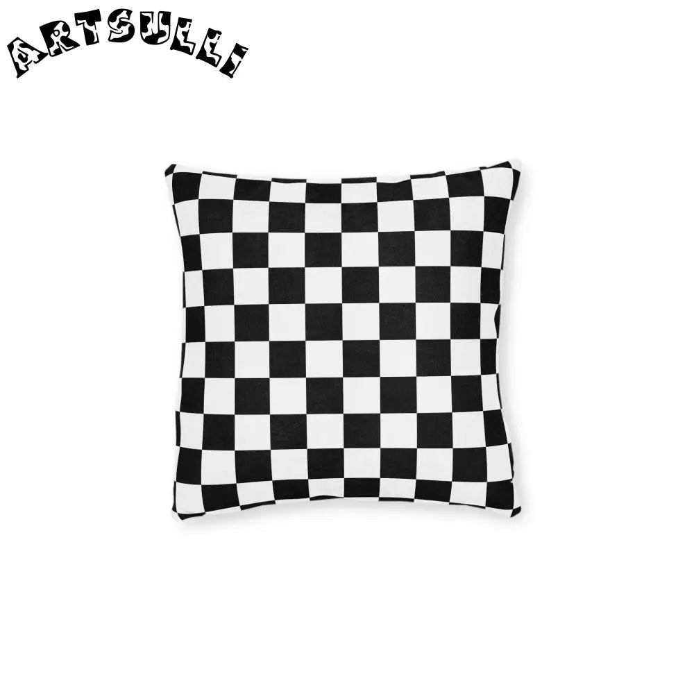 JAKKOUTTHEBXX Checkerboard Black and White Square Pillow
