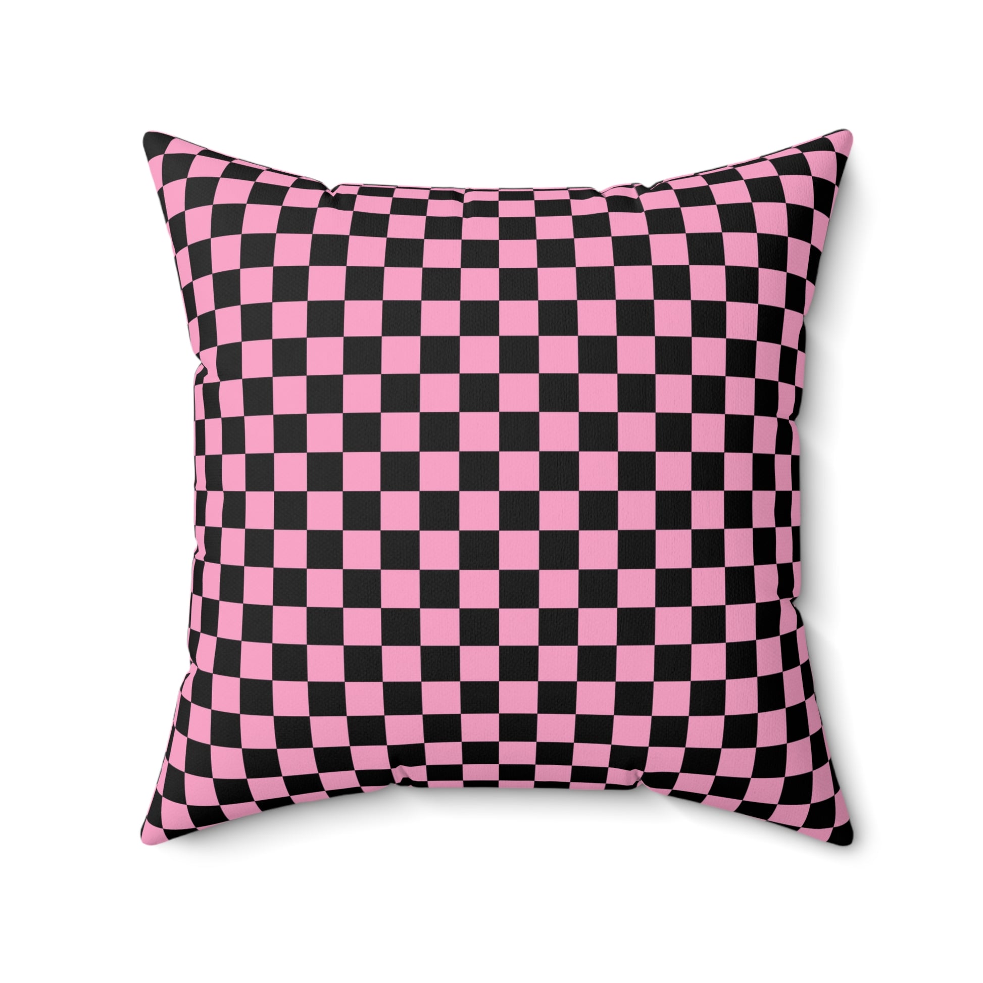 Checkerboard II Black and Pink Spun Polyester Square Pillow, Artsulli - Art is Long, Life is Short, Home Decor, Size, 20" × 20", , , , , 27689528050529489252