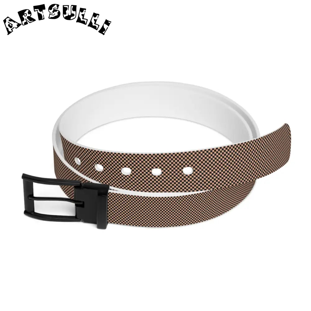 JAKKOUTTHEBXX Checkerboard Soft Orange and Black Belt JAKKOUTTHEBXX