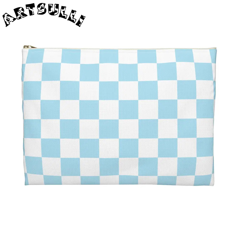 JAKKOUTTHEBXX Checkerboard Sky Blue Accessory Pouch JAKKOUTTHEBXX