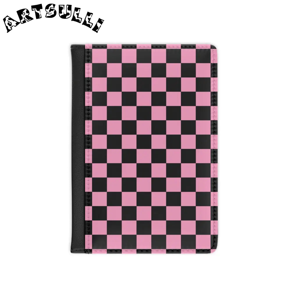 JAKKOUTTHEBXX Checkerboard Black and Pink Passport Cover