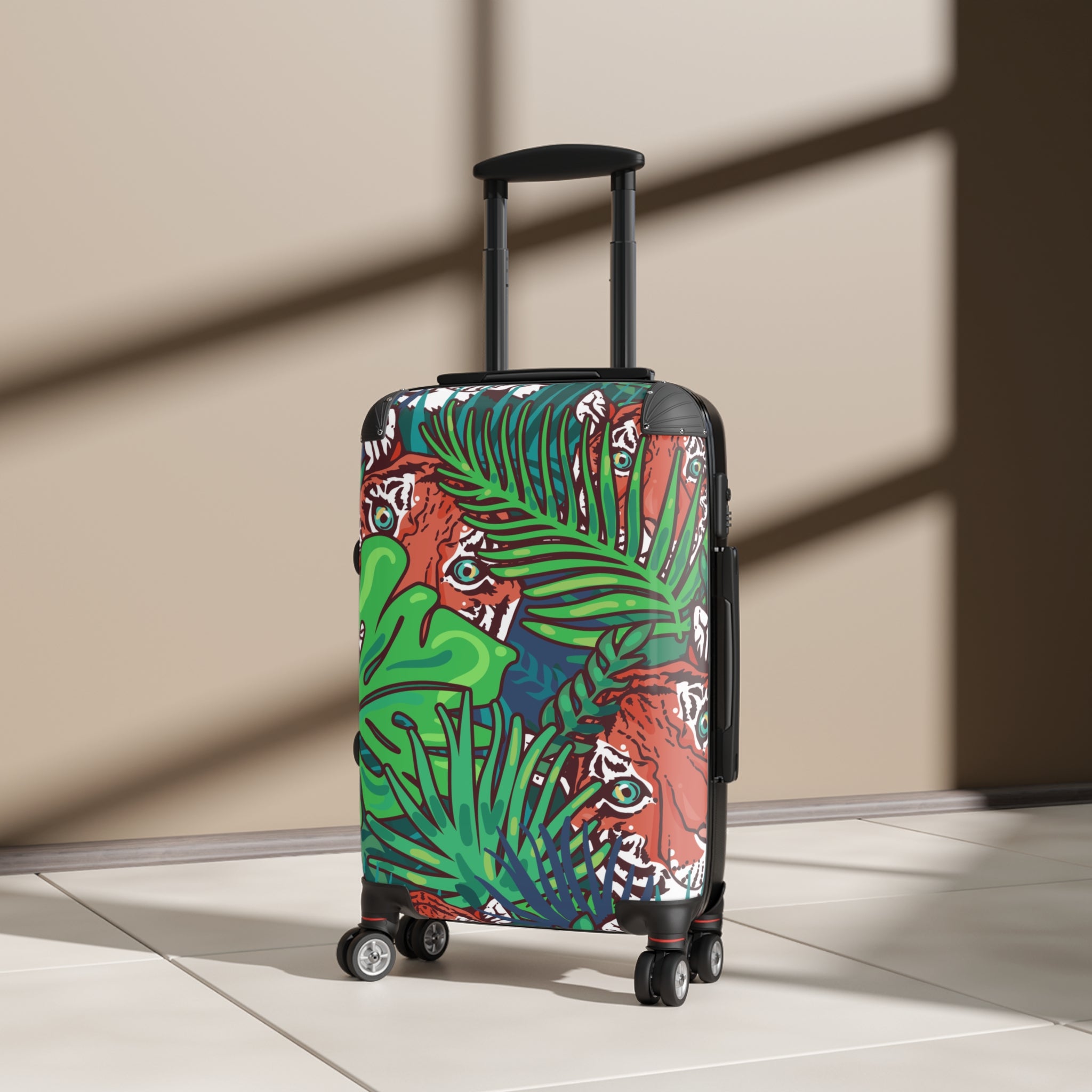 Tropical Jungle Tigers Blue and Green Tropical Jungle Tigers Blue and Green Suitcase, Artsulli - Art is Long, Life is Short, Bags, , , , , , , 