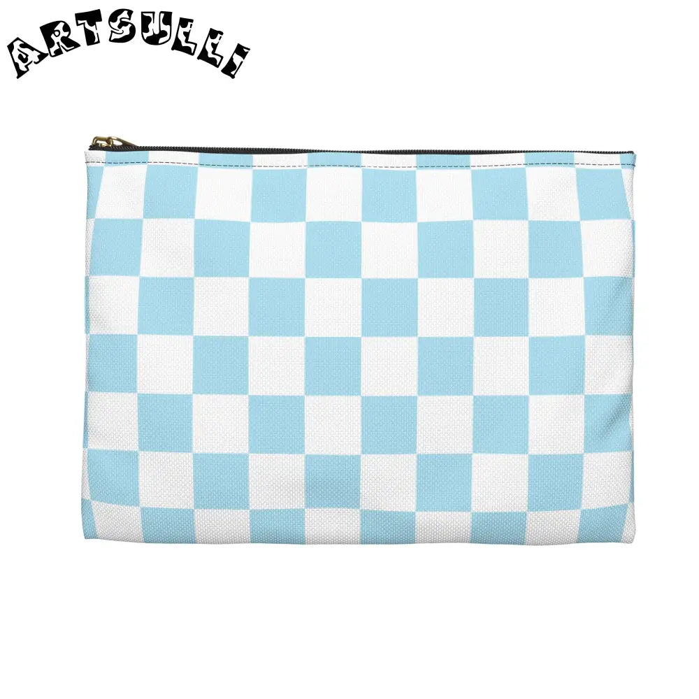JAKKOUTTHEBXX Checkerboard Sky Blue Accessory Pouch JAKKOUTTHEBXX