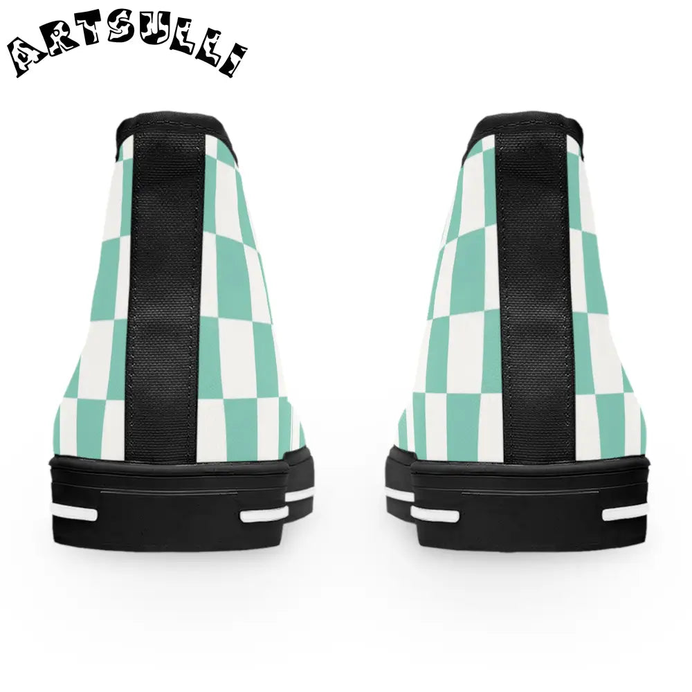 JAKKOUTTHEBXX Checkerboard Light Green Women’s High Top Sneakers