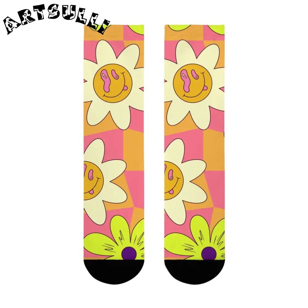 JAKKOUTTHEBXX Trippy Sour Face Rave Sublimation Crew Socks (EU)