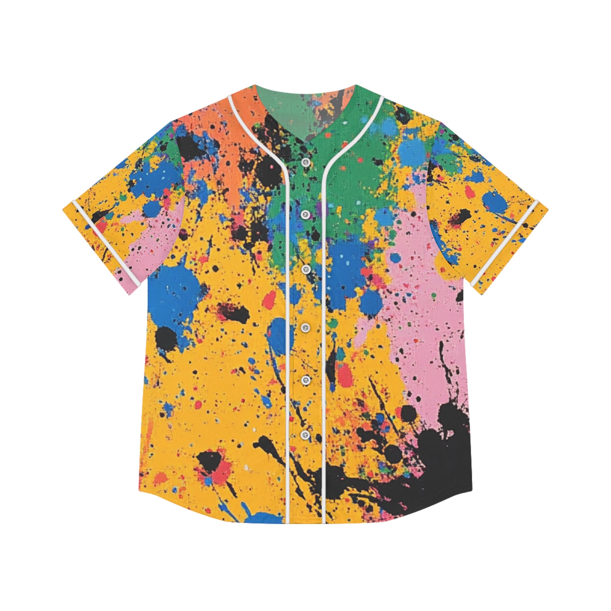The Colors Of Paint Splatter Women's Baseball Jersey (AOP), Artsulli - Art is Long, Life is Short, All Over Prints, Size, XS, Color, White, , , 12686271563669