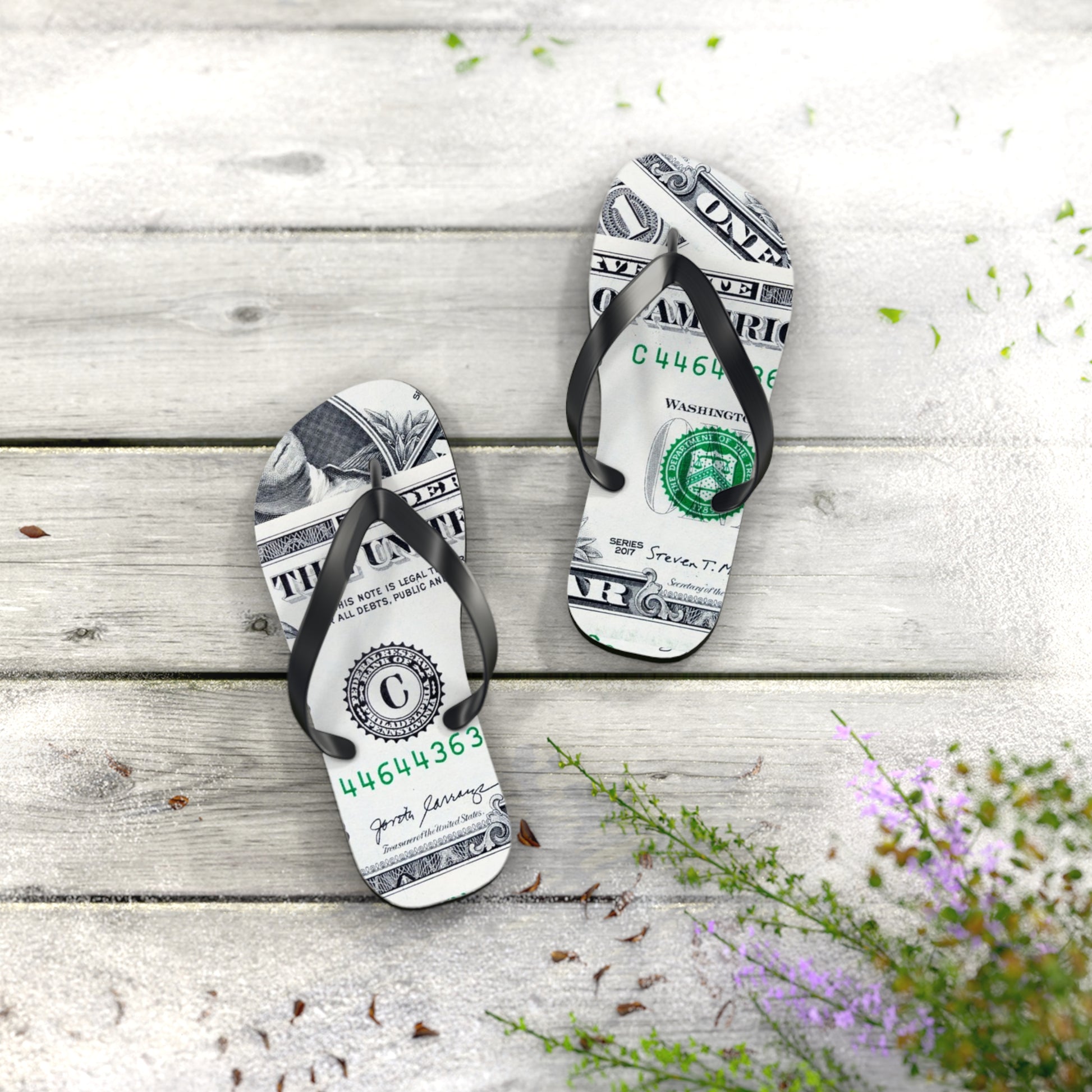 Money Collage Flip Flops, Artsulli - Art is Long, Life is Short, Shoes, , , , , , , 