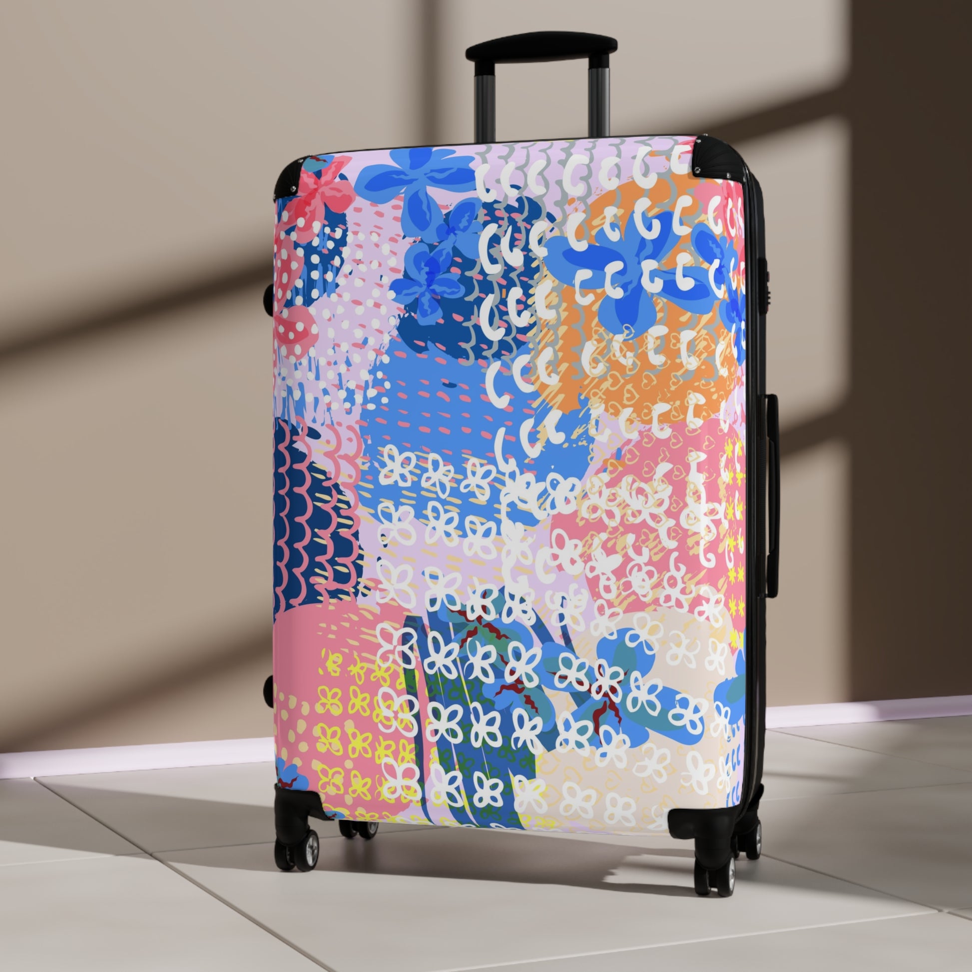 Flowers x Doodles x Hearts II Multi-Color Suitcase, Artsulli - Art is Long, Life is Short, Bags, , , , , , , 