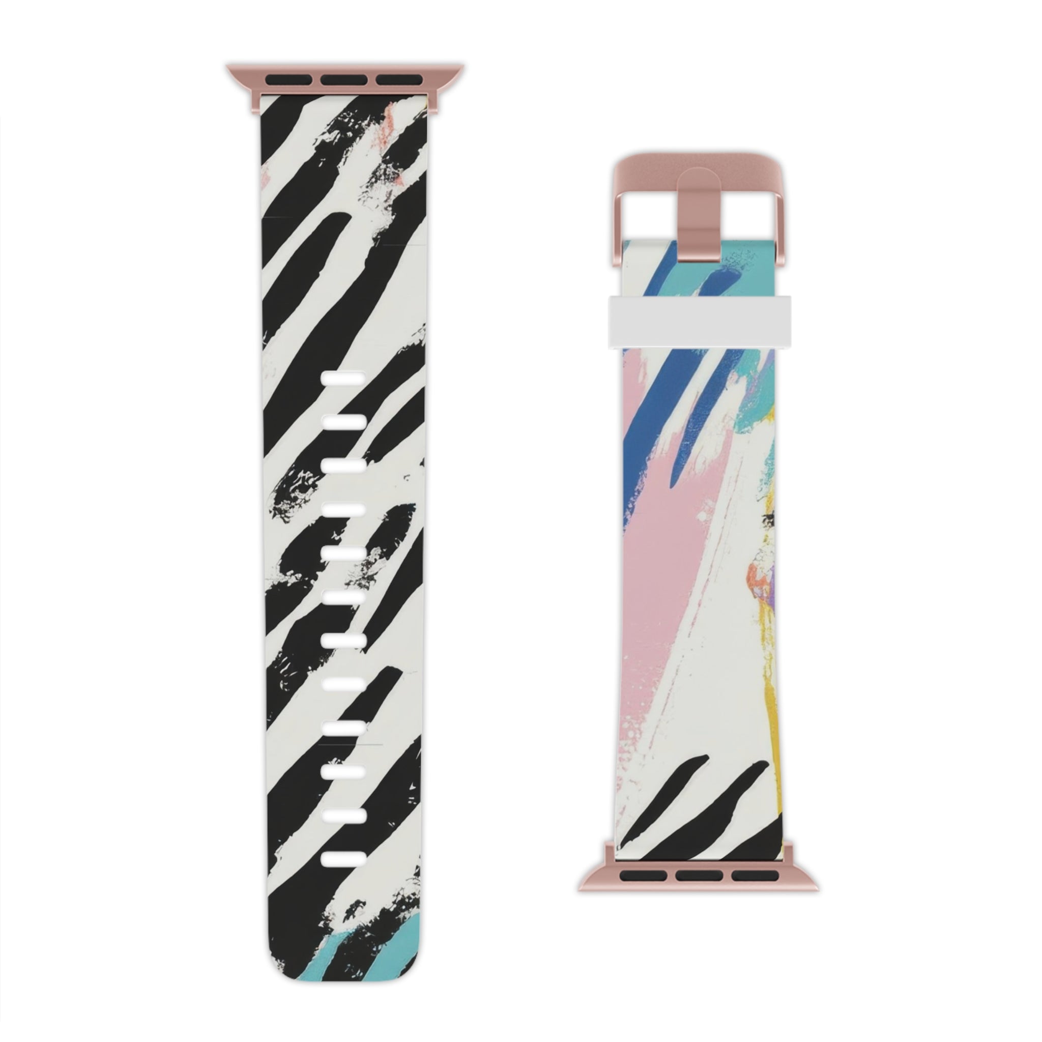 Wild Zebra Stripes x Paint Brush Strokes Multi-Color III Watch Band for Apple Watch, Artsulli - Art is Long, Life is Short, Accessories, , , , , , , 