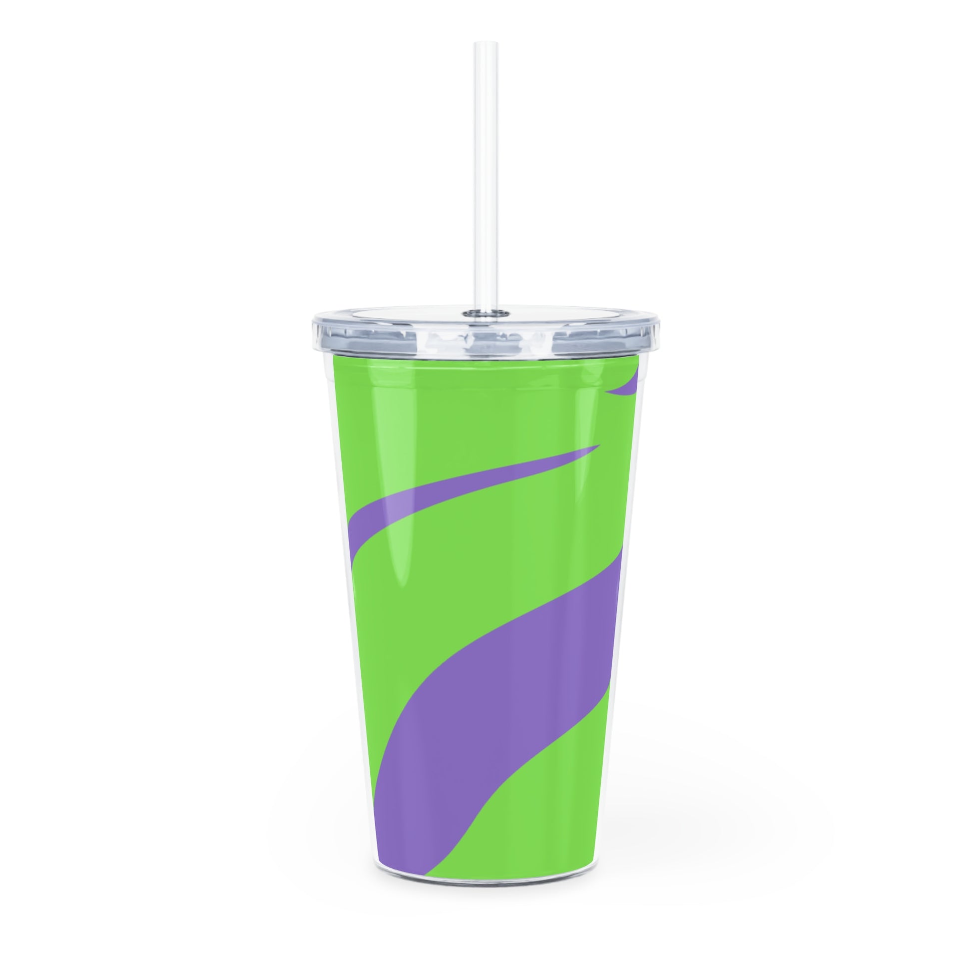 Tyrannosaurus Print Green and Purple Plastic Tumbler with Straw, Artsulli - Art is Long, Life is Short, Mug, , , , , , , 