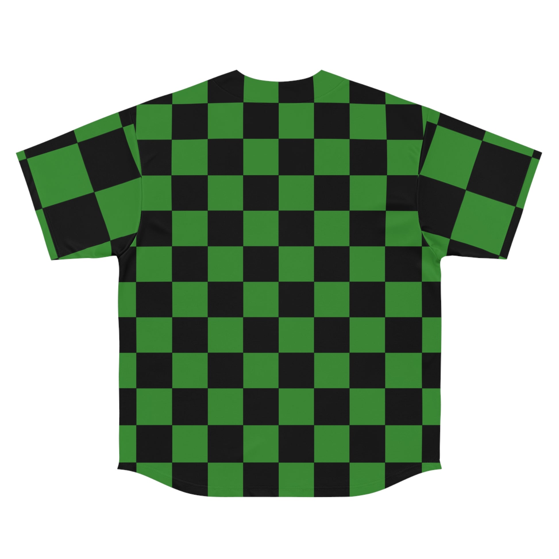 Checkerboard Green and Black Men's Baseball Jersey (AOP), Artsulli - Art is Long, Life is Short, All Over Prints, , , , , , , 