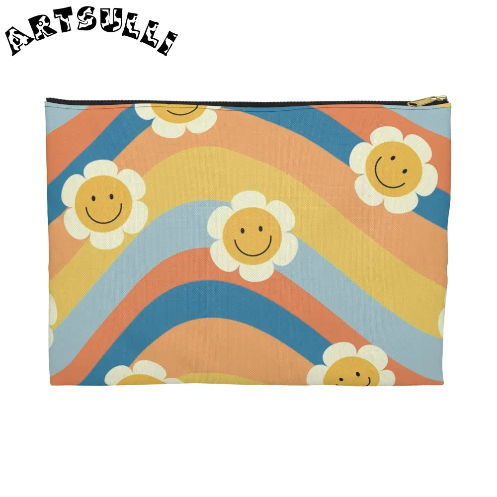 70's Smiley Wave Accessory Pouch, Artsulli - Art is Long, Life is Short, Bags, Size, Large, Color, Black zipper, , , 13191912322290