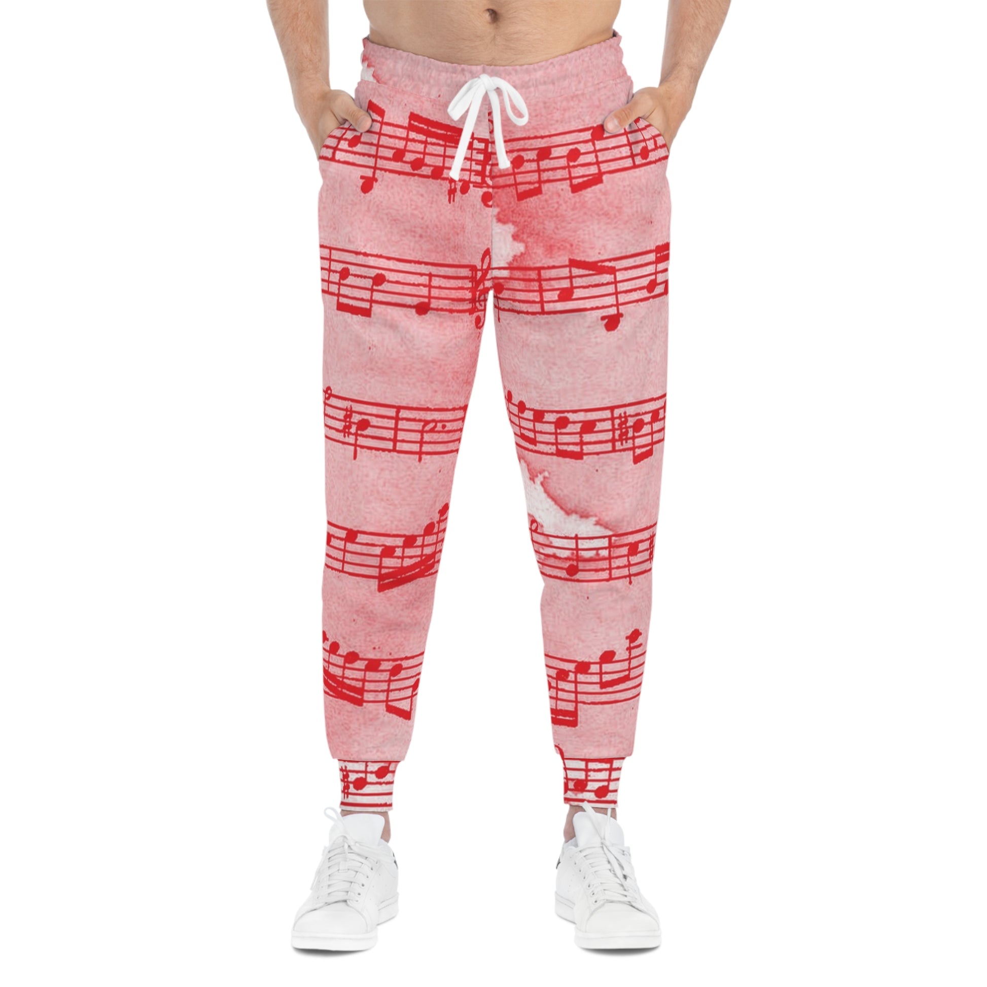 Drip Spill Type Beat Sheet Music Red Athletic Joggers (AOP), Artsulli - Art is Long, Life is Short, All Over Prints, , , , , , , 