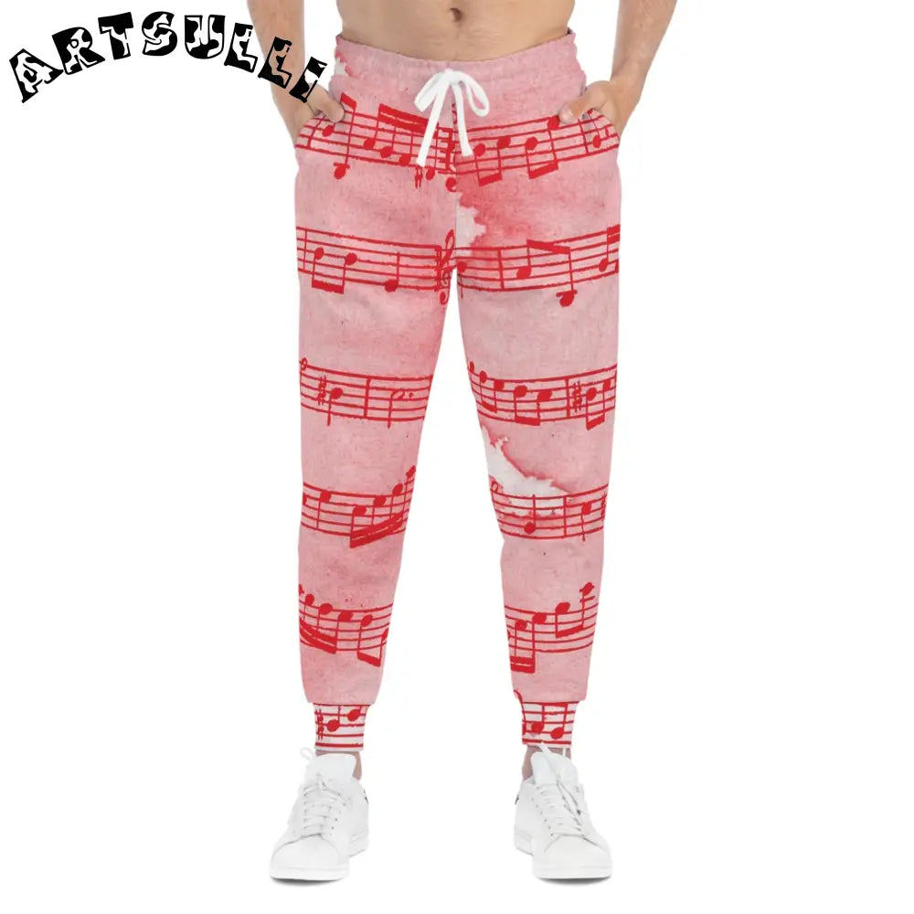 JAKKOUTTHEBXX Pink Music Note Art Printed Jogging Pants 2025